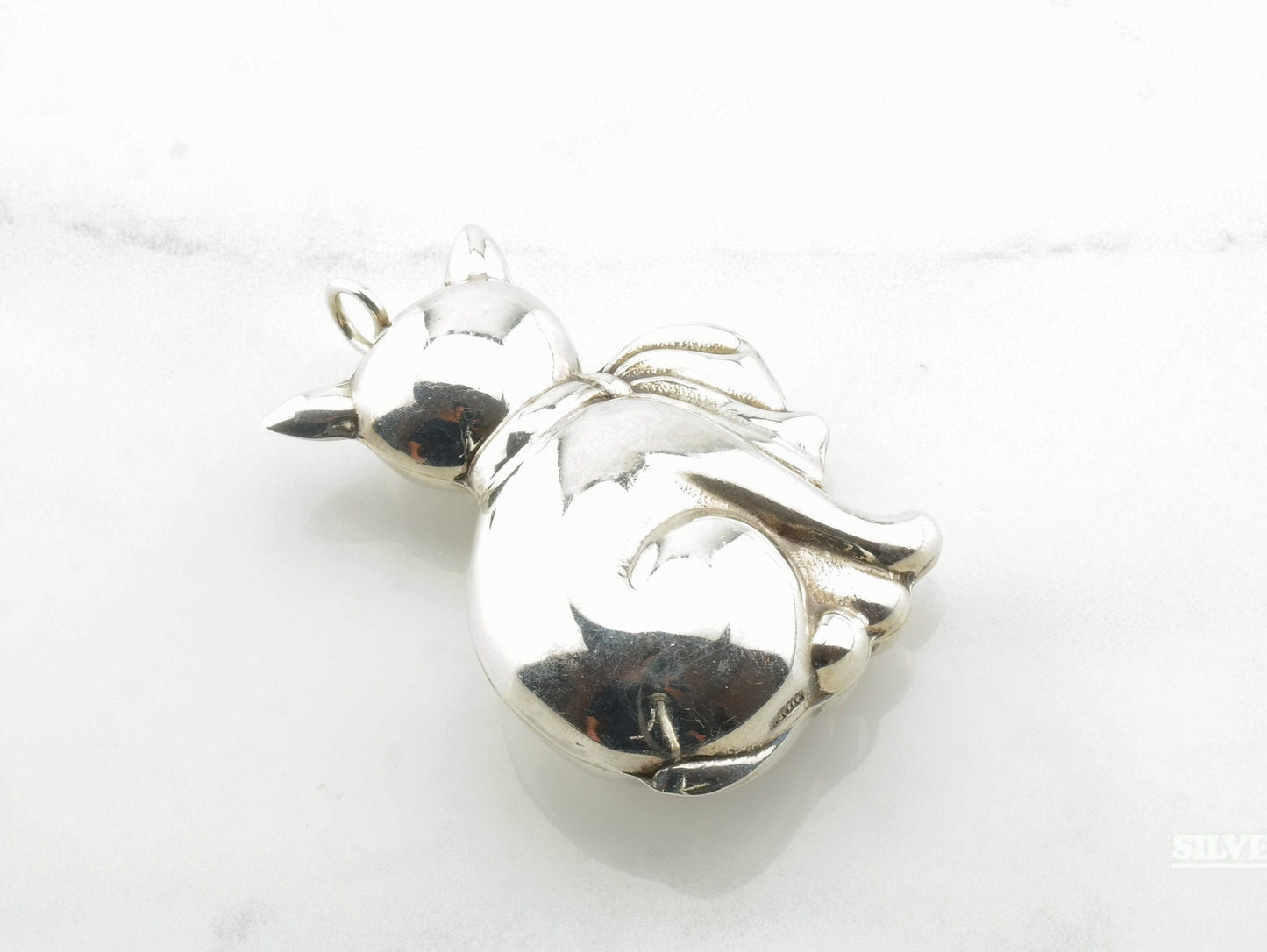 Vintage Cat Sterling Silver Pendant Silver