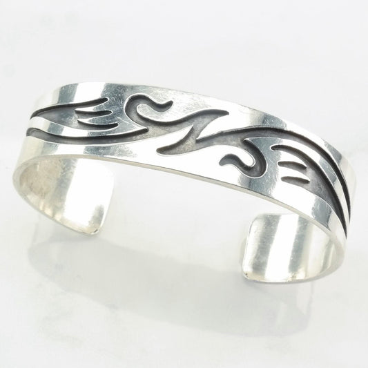 Sterling Silver Incise Cuff Bracelet 6"