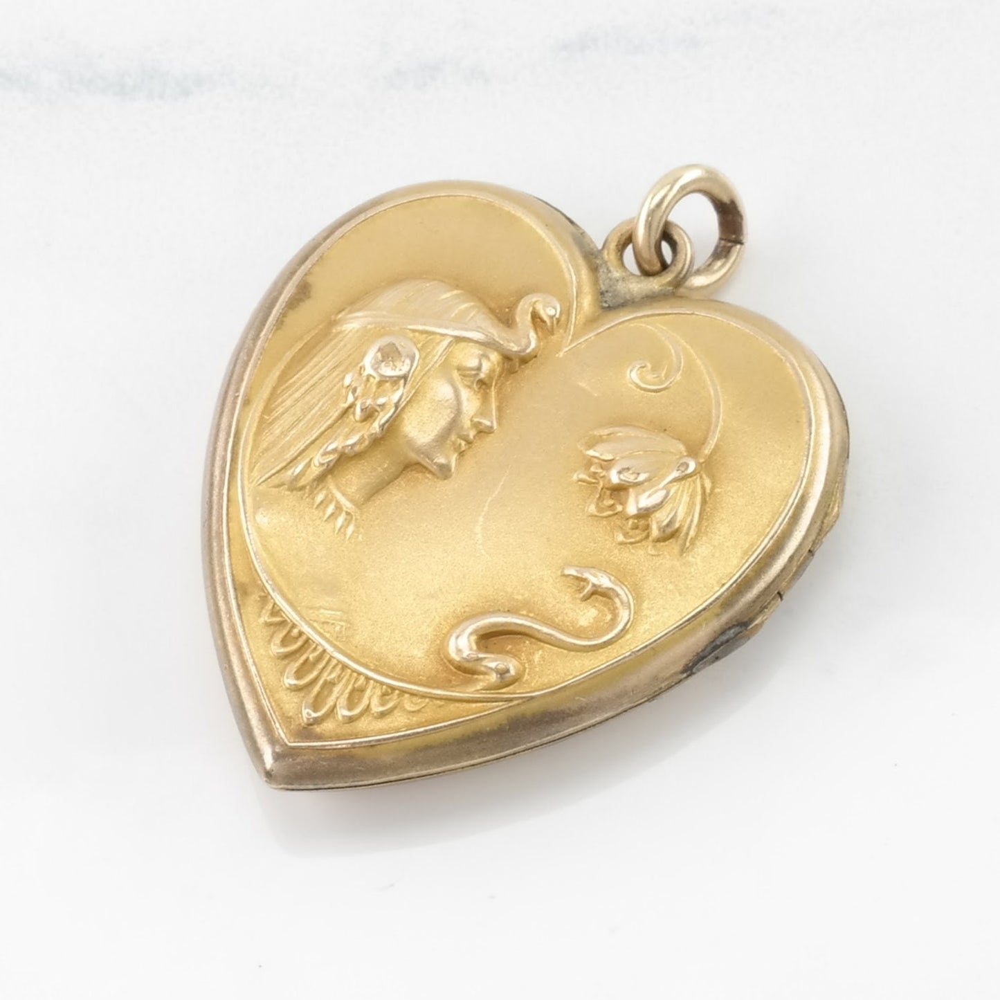 Vintage Art Nouveau Locket Cleopatra Gold Fill Pendant