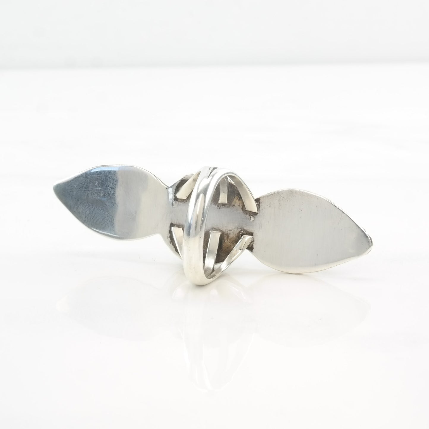 Native Sterling Silver Ring, Coral & Turquoise, Sz6, 1970s , Shadowbox Ring R4101