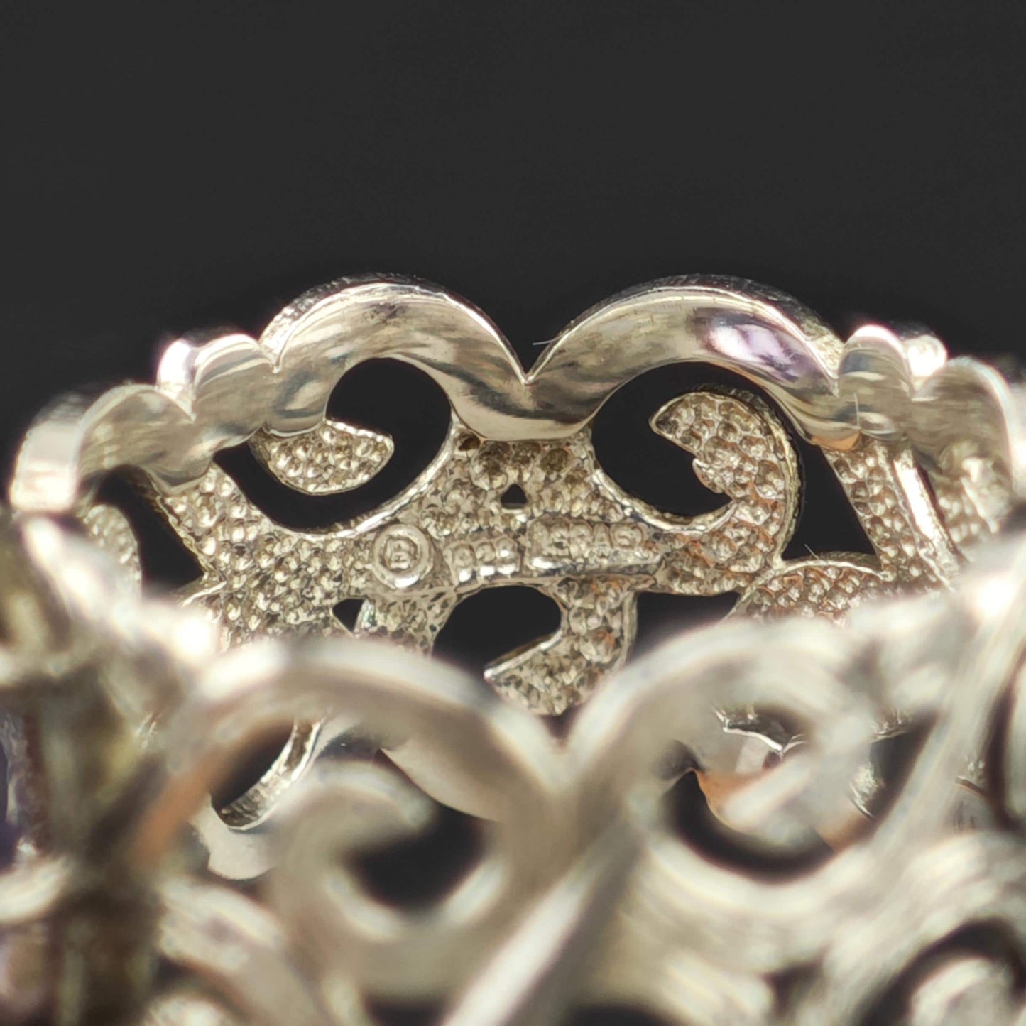 Israel Amethyst Filigree Ring Sterling Silver