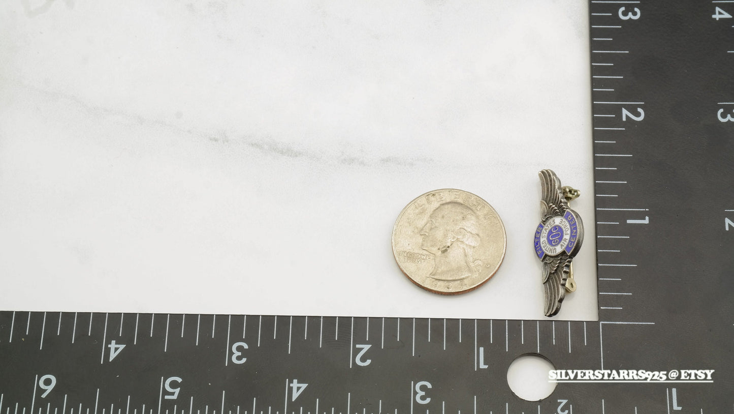 Enamel US Air Force Silver Brooch Sterling B1298
