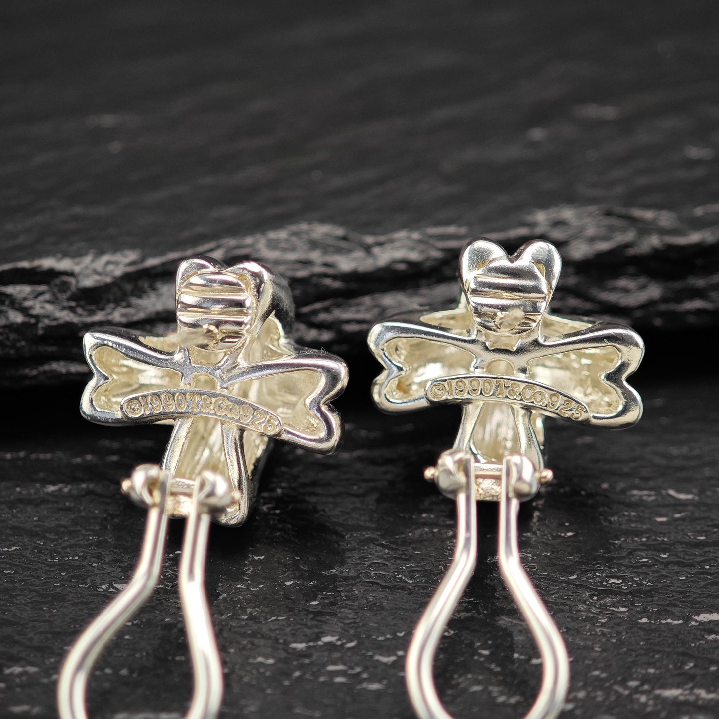 Tiffany & Co Criss Cross, Omega Back Earrings Sterling Silver