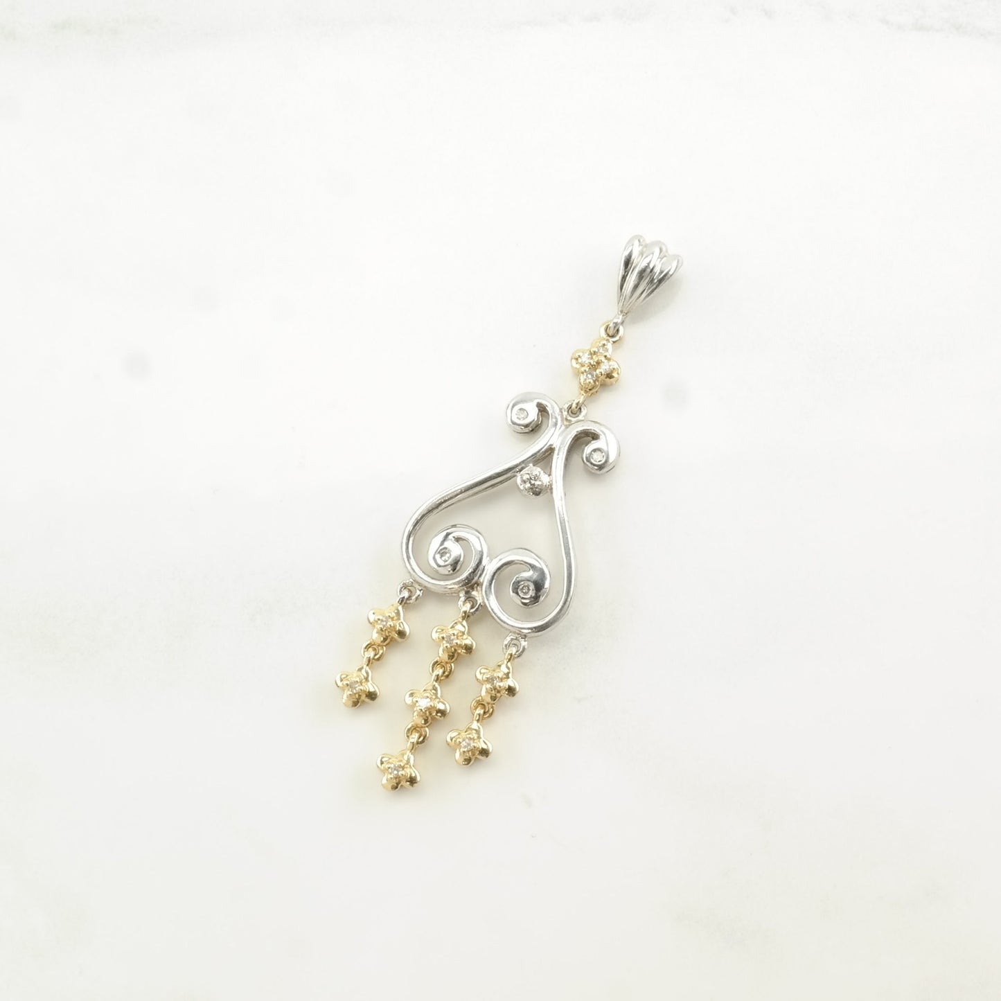 Vintage Diamonds 14k Gold Accent Sterling Silver Pendant