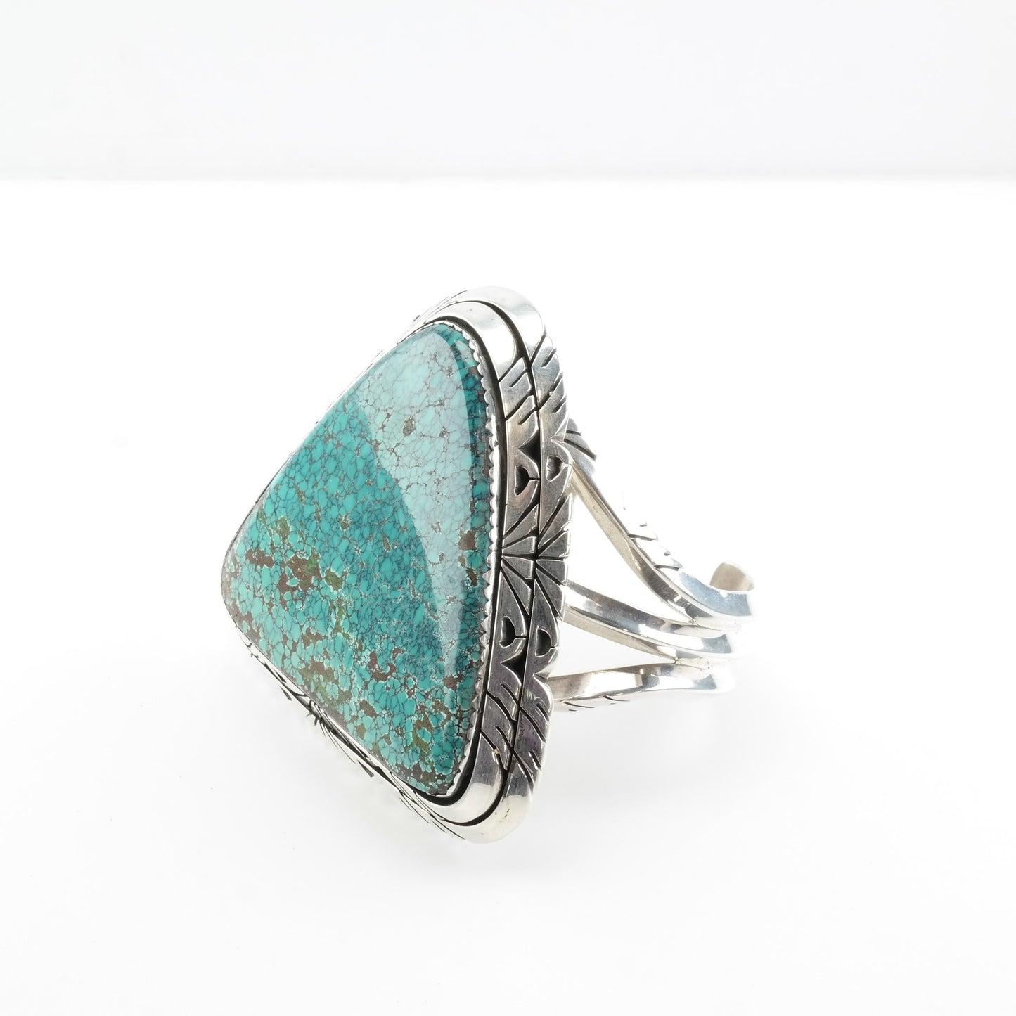 Spiderweb Turquoise Native American Sterling Silver Cuff Bracelet