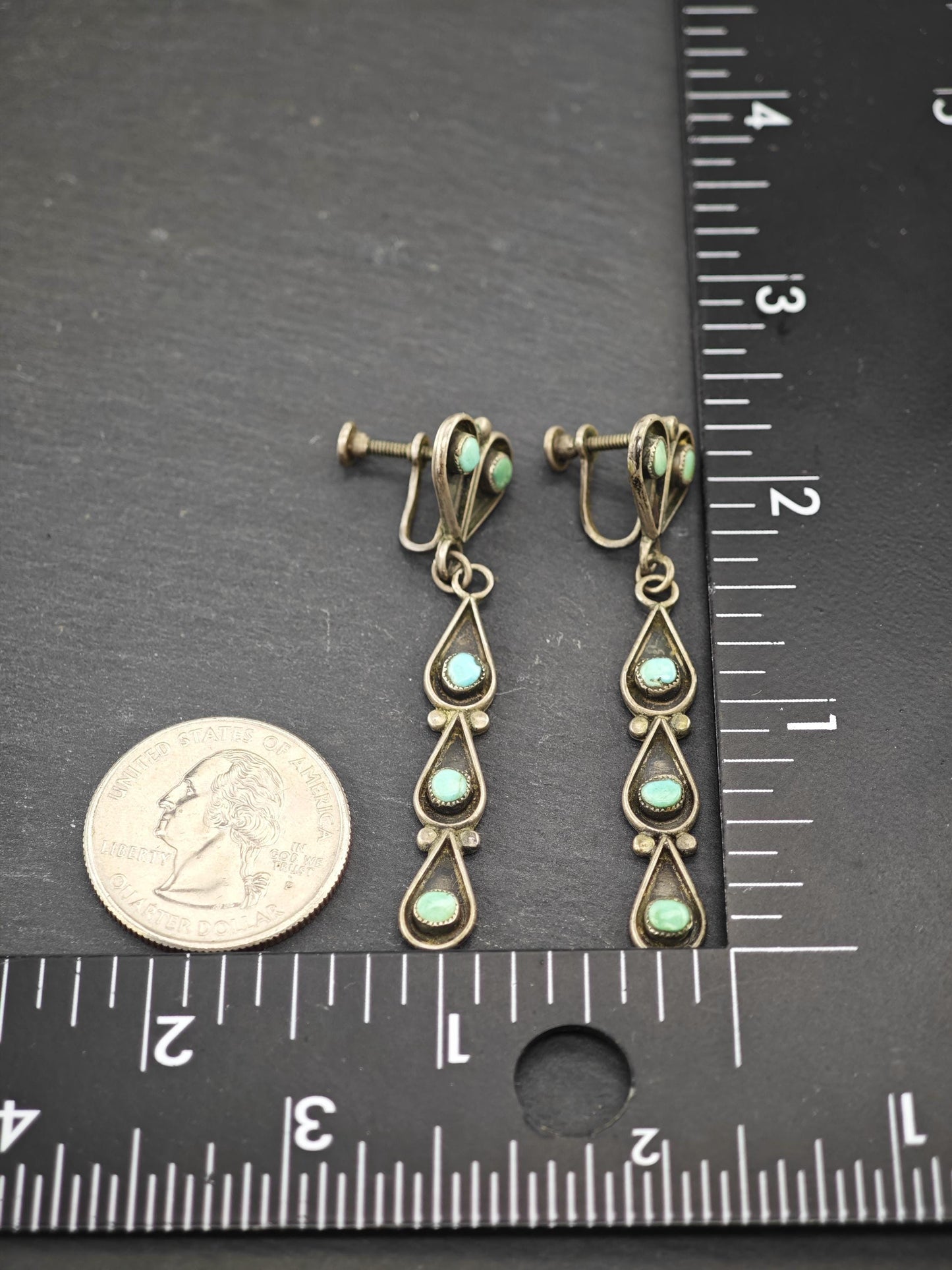 Choice of Zuni, Native American Screw Back Earrings Sterling Silver