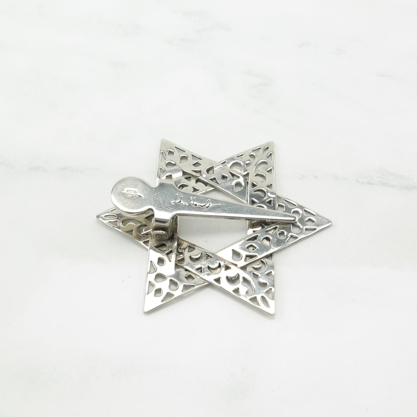 Vintage Silverplate John Hardy Tie Clip or Money Clip Star of David B1945