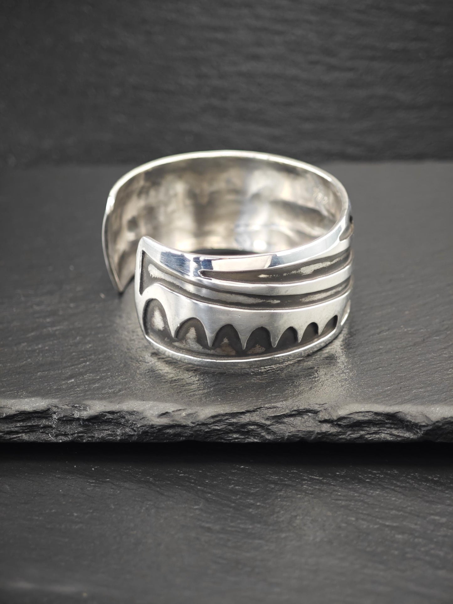 Native American Overlay, Cuff Bracelet Sterling Silver