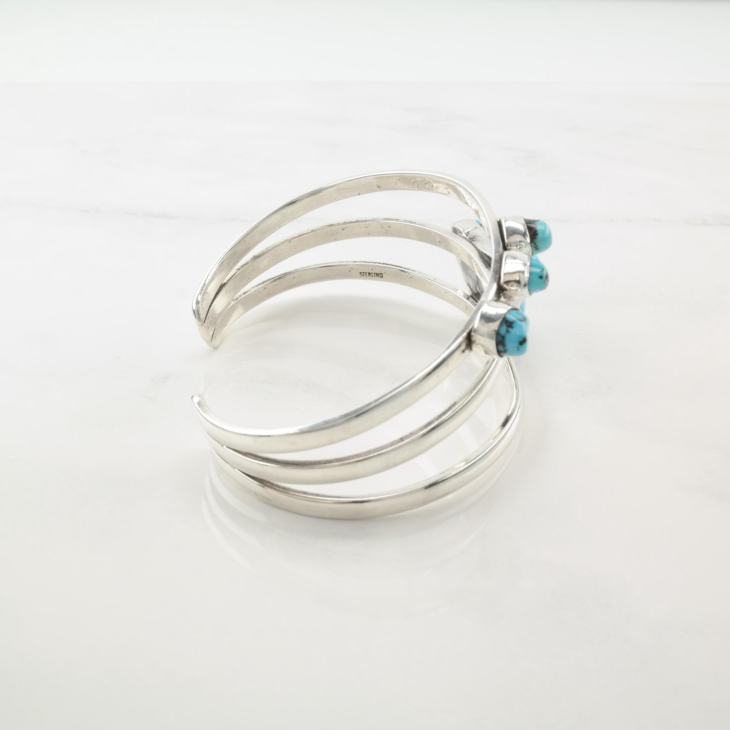 Southwest Kingman Turquoise Cuff Bracelet Sterling Silver Modernist