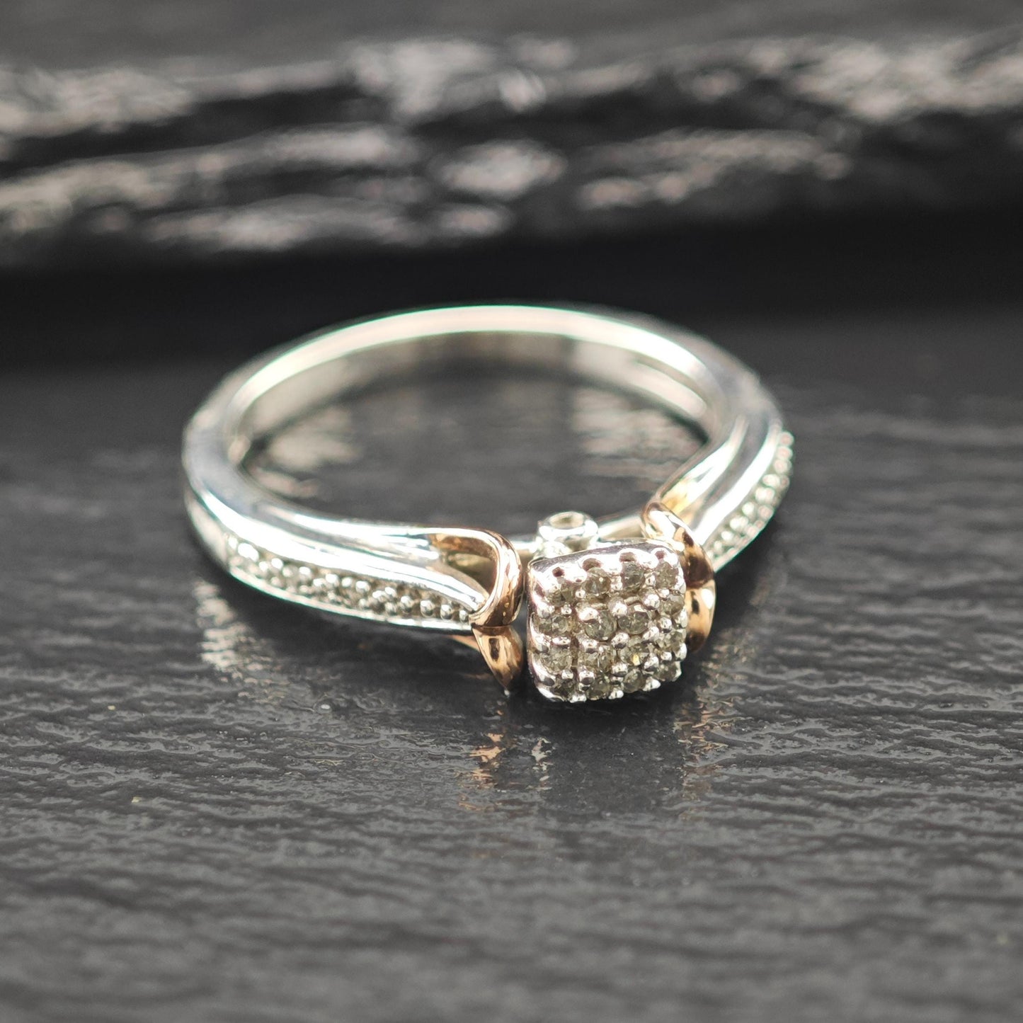 Diamond 10K Gold Accent Ring Sterling Silver