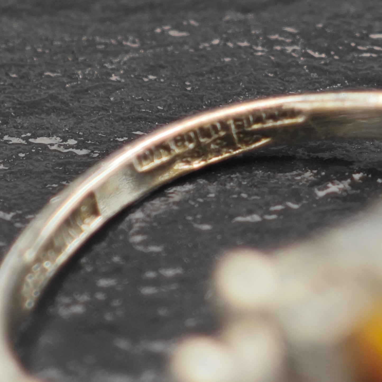 Art Deco Ring Sterling Silver Tiger Eye 10K Gold Filled Accent