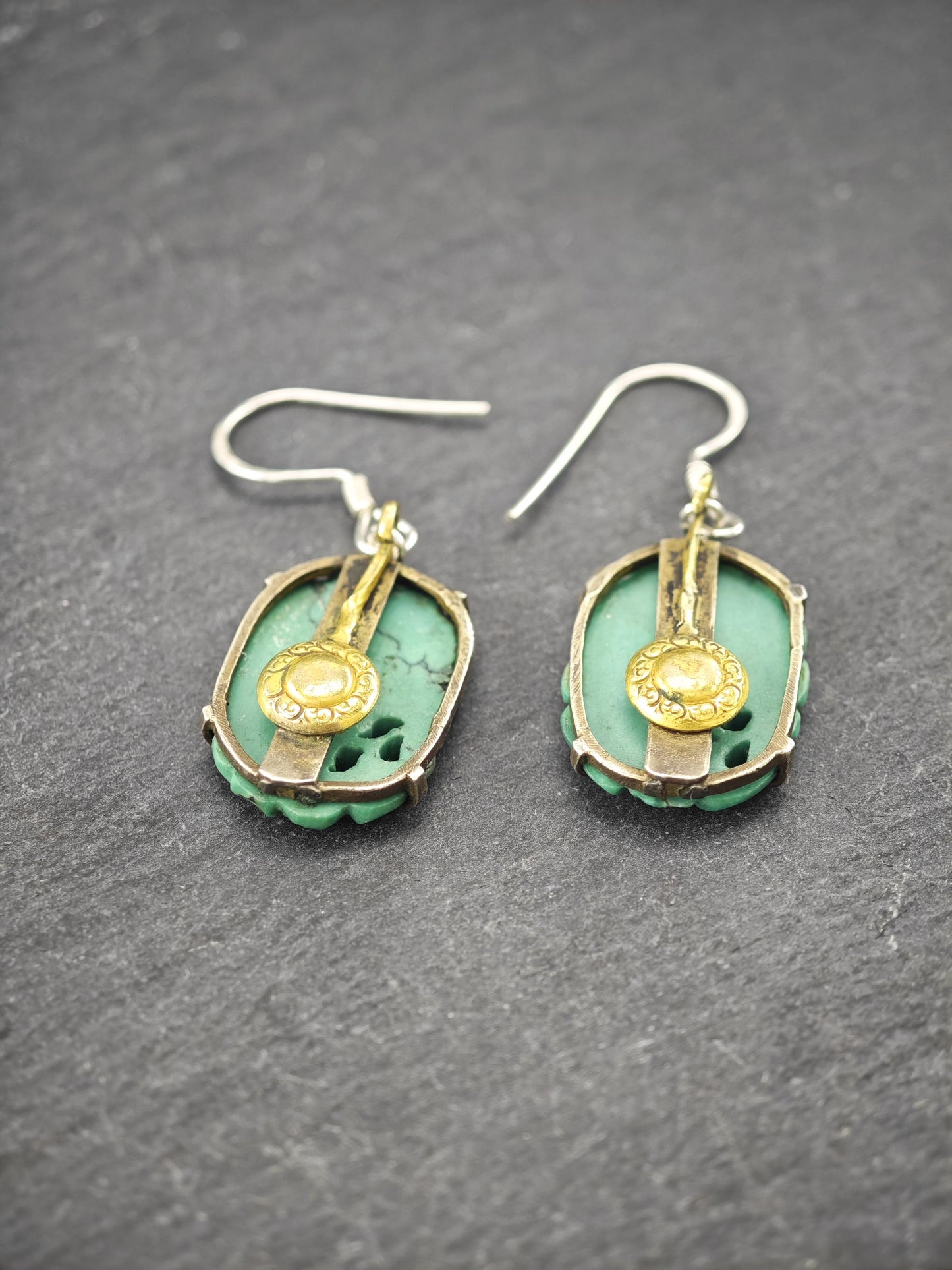 Vintage Chinese Export, Fish Hook Earrings Sterling Silver