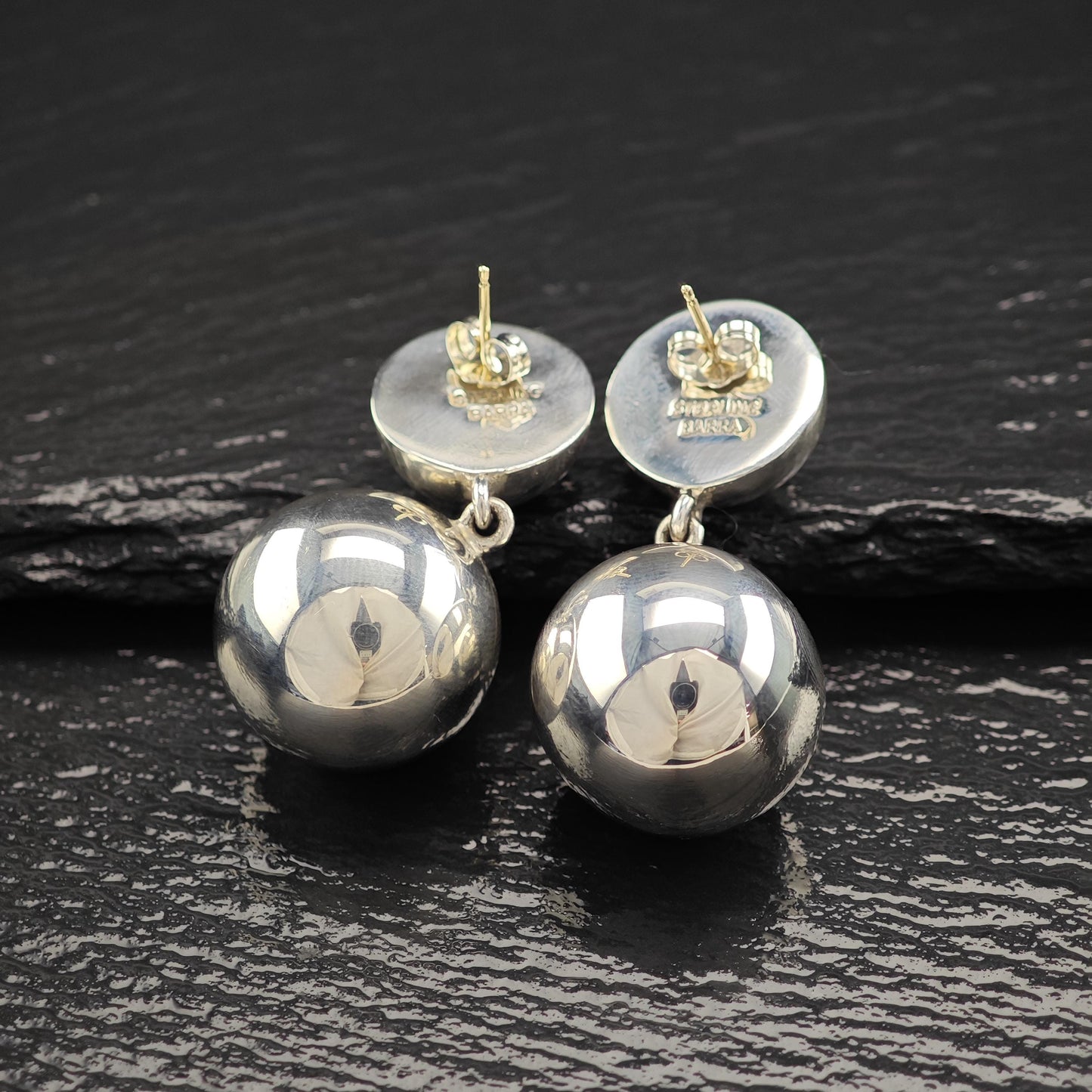 Vintage Beaded 14k Gold Posts Stud/Dangle Earrings Sterling Silver