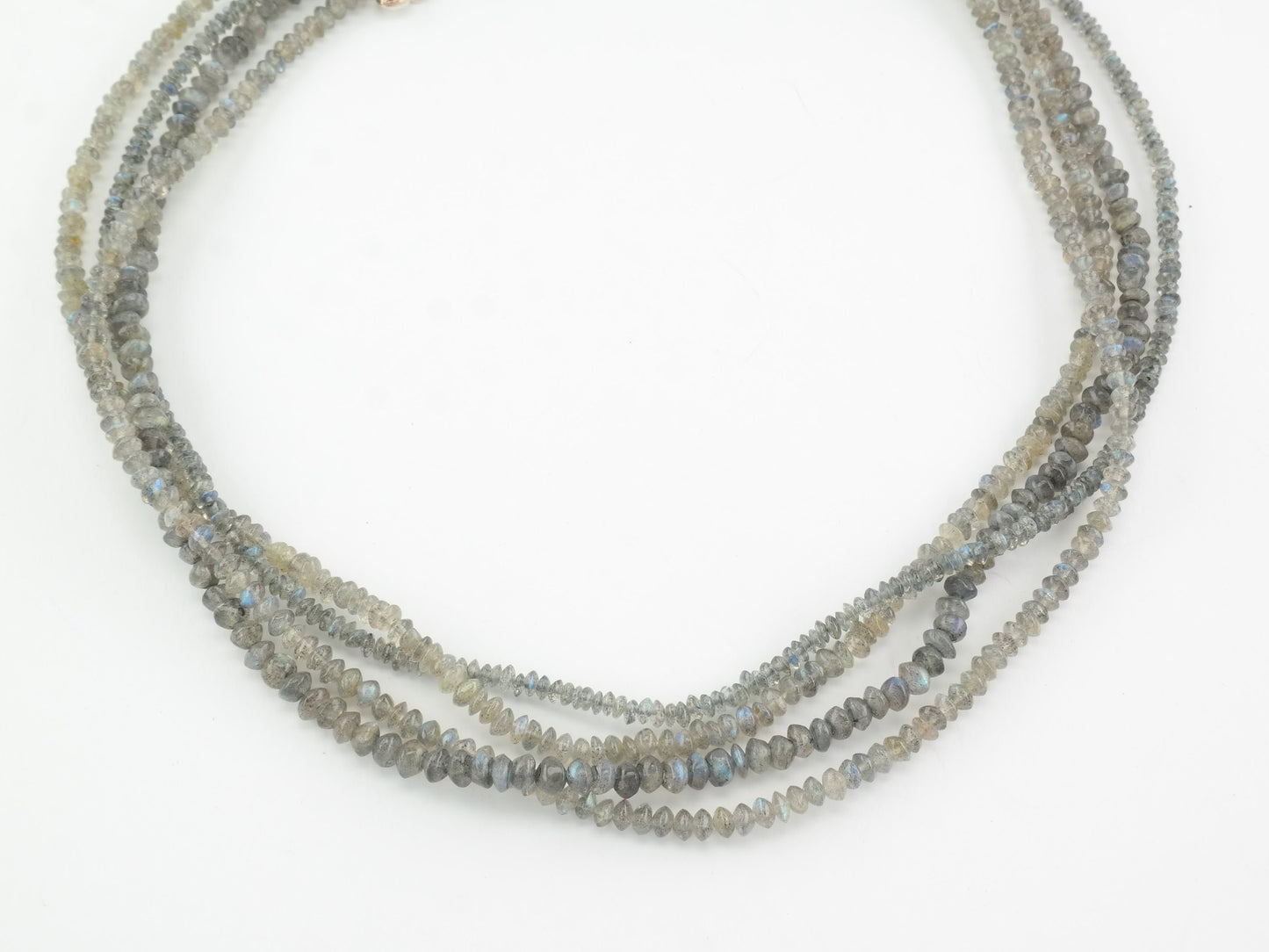 Vintage DTR Sterling Silver Labradorite Beaded 4 Strand Necklace