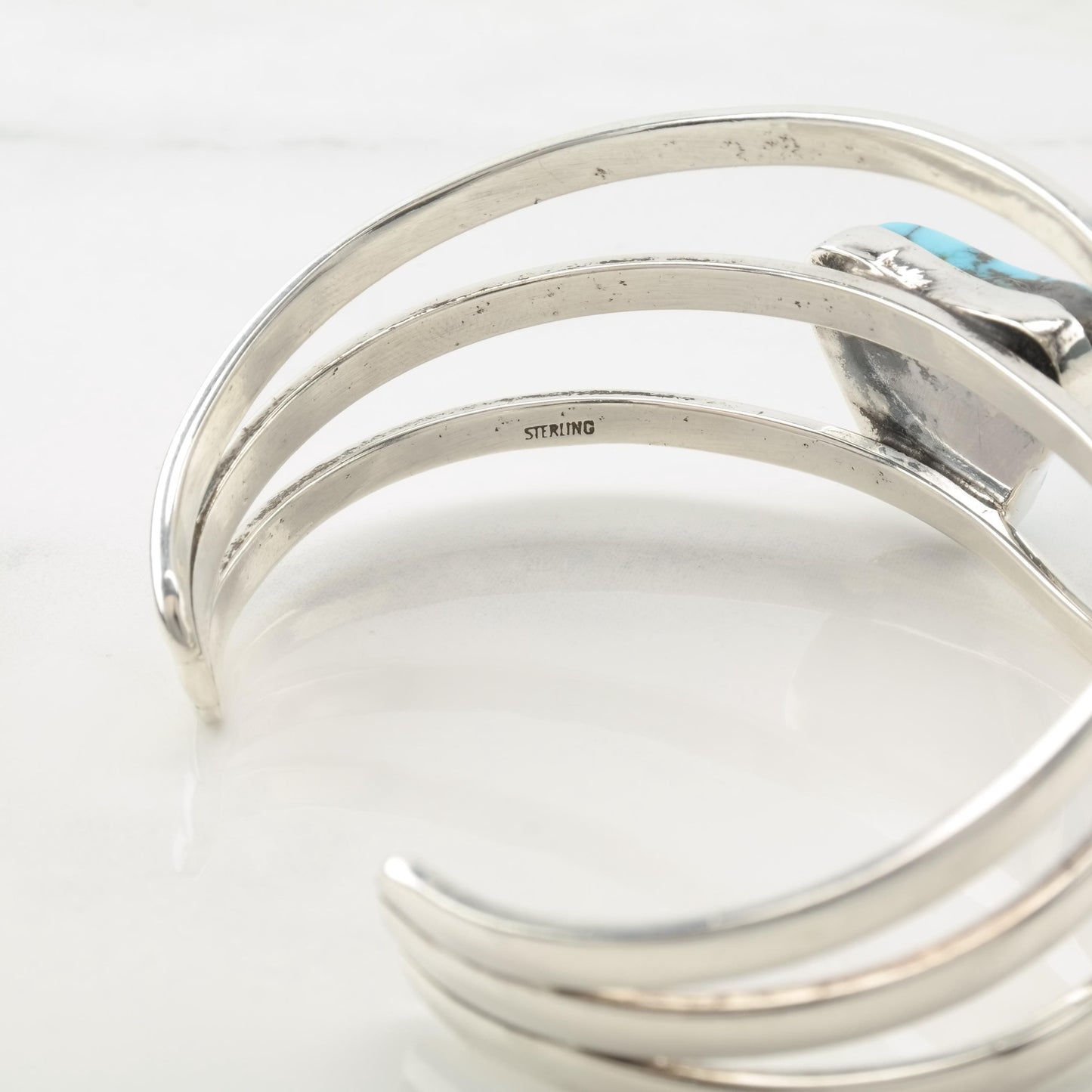 Southwest Kingman Turquoise Cuff Bracelet Sterling Silver Modernist