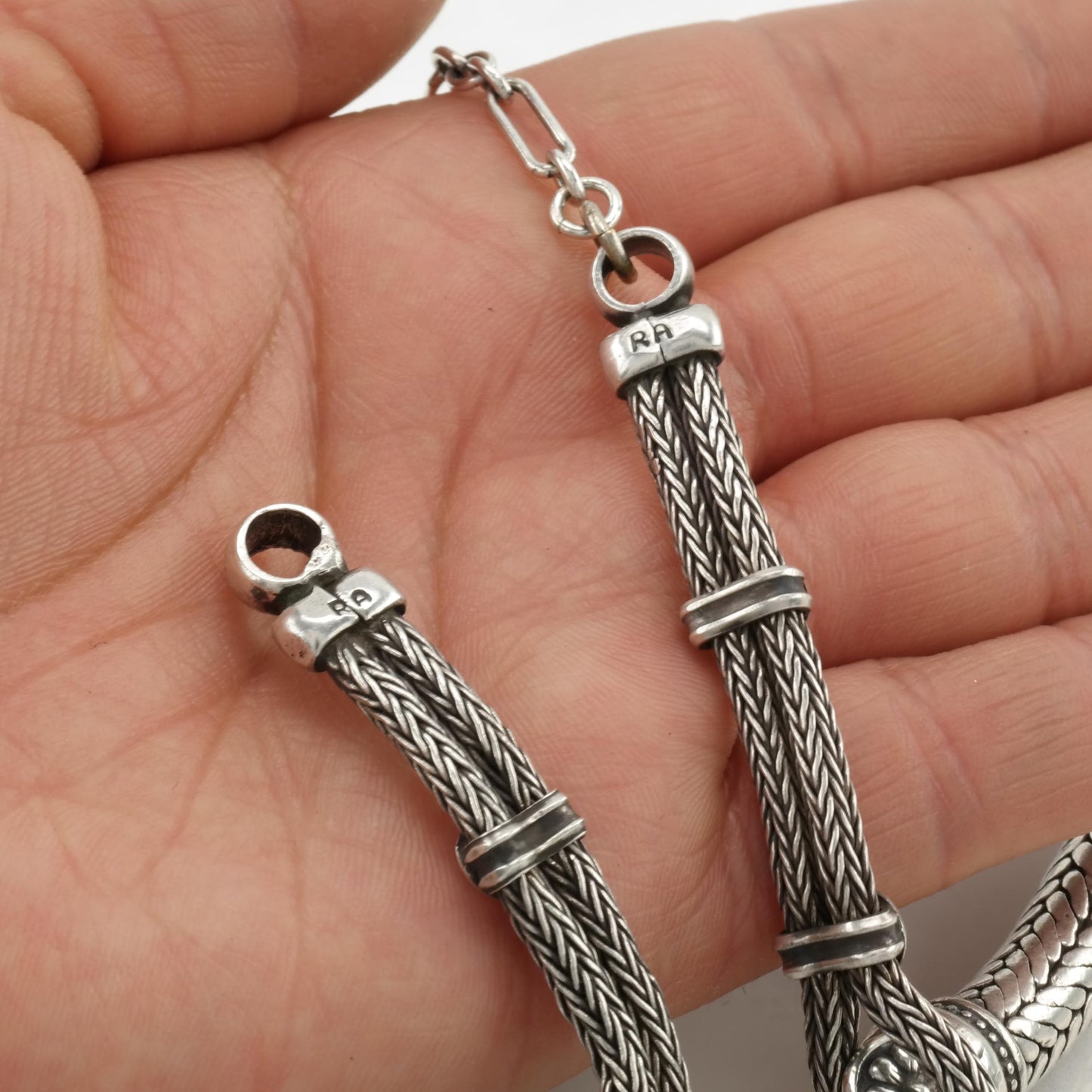 Vintage Rajasthan Floral Sterling Silver 8mm Necklace