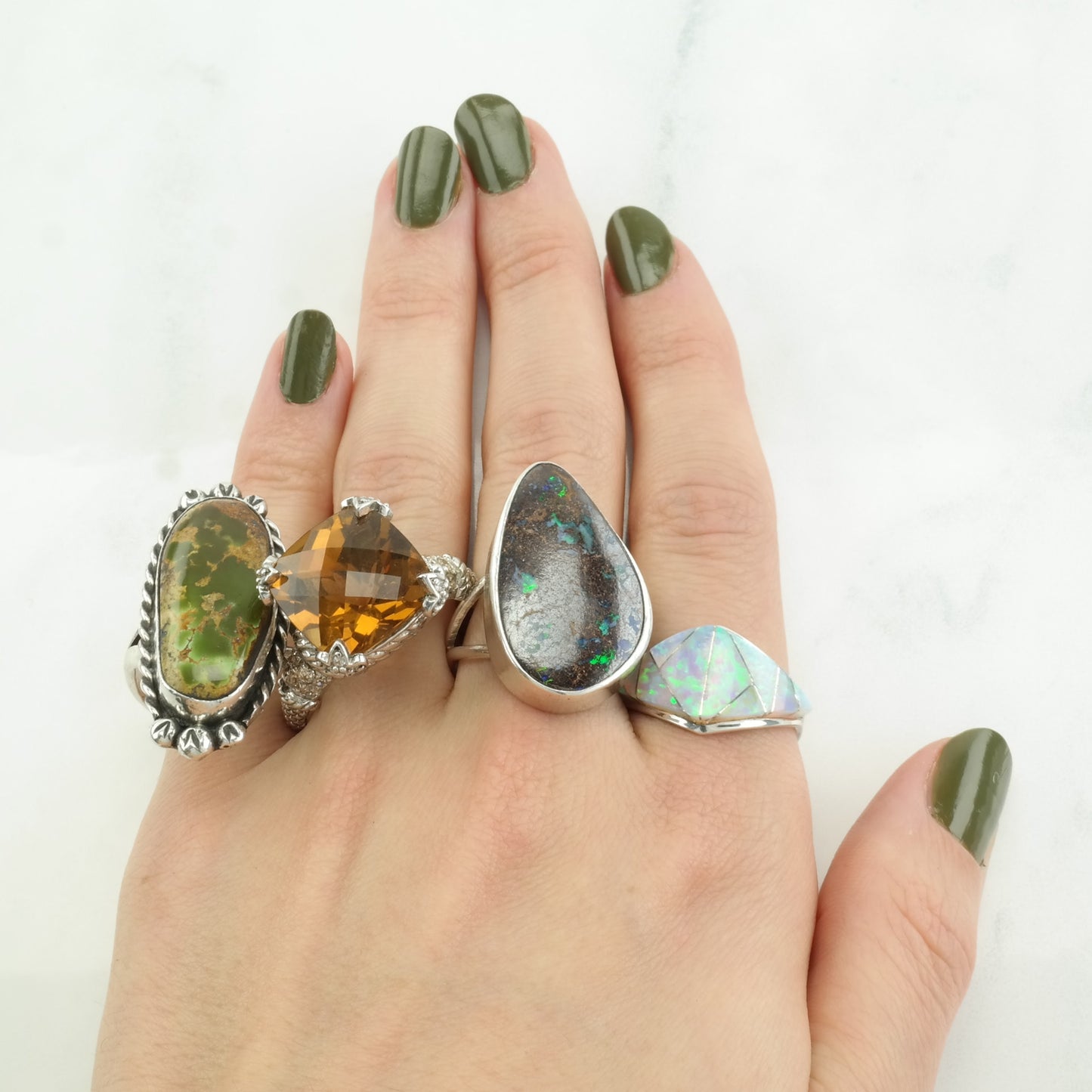 Vintage Native American Silver Ring Turquoise Sterling Size 8