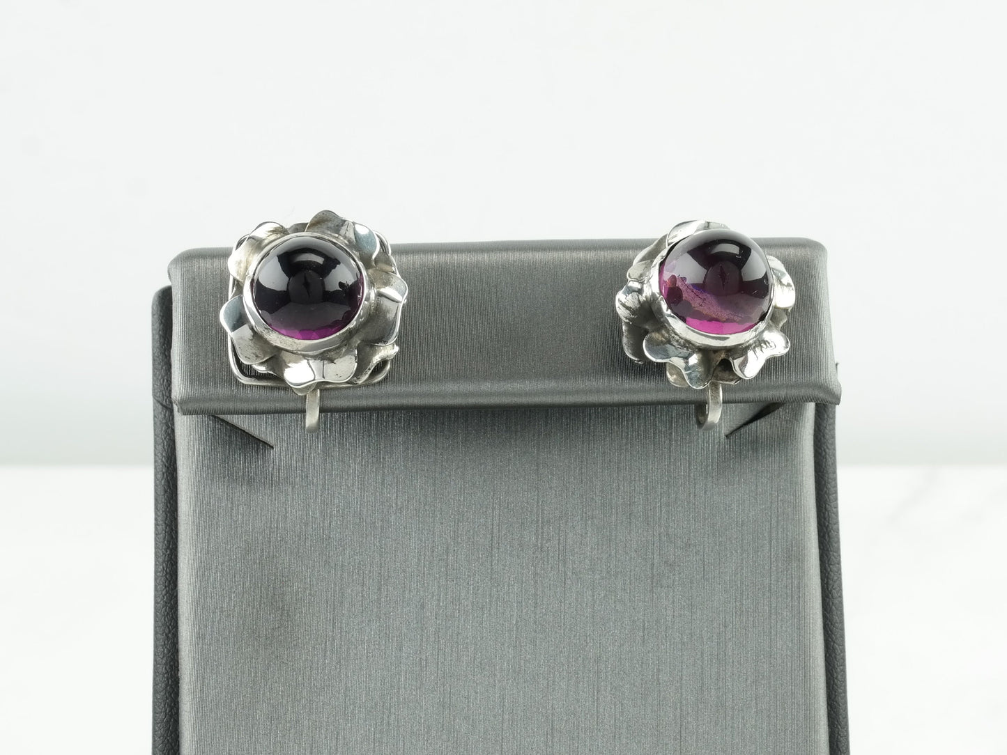 Modernist Sterling Silver Screwback Earrings