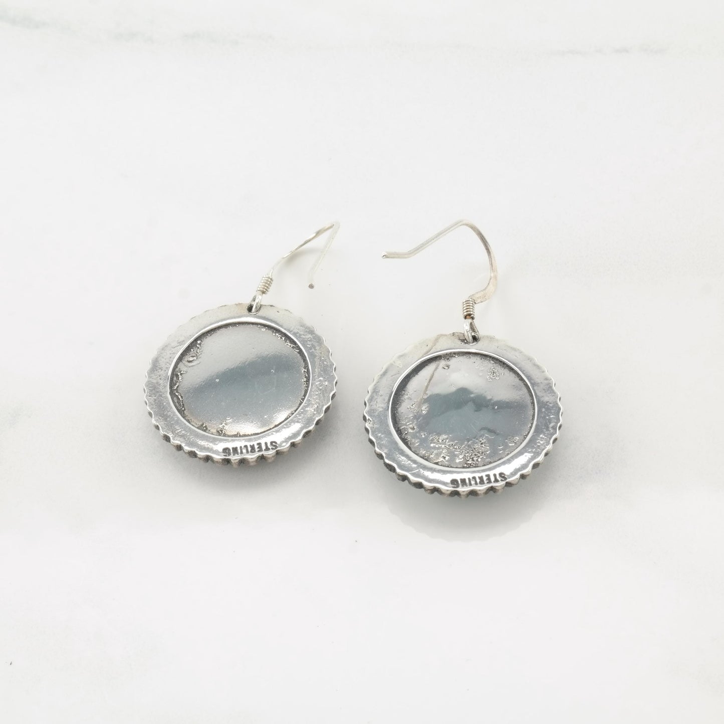 Vintage Native American, Sterling Silver Fish Hook Earrings