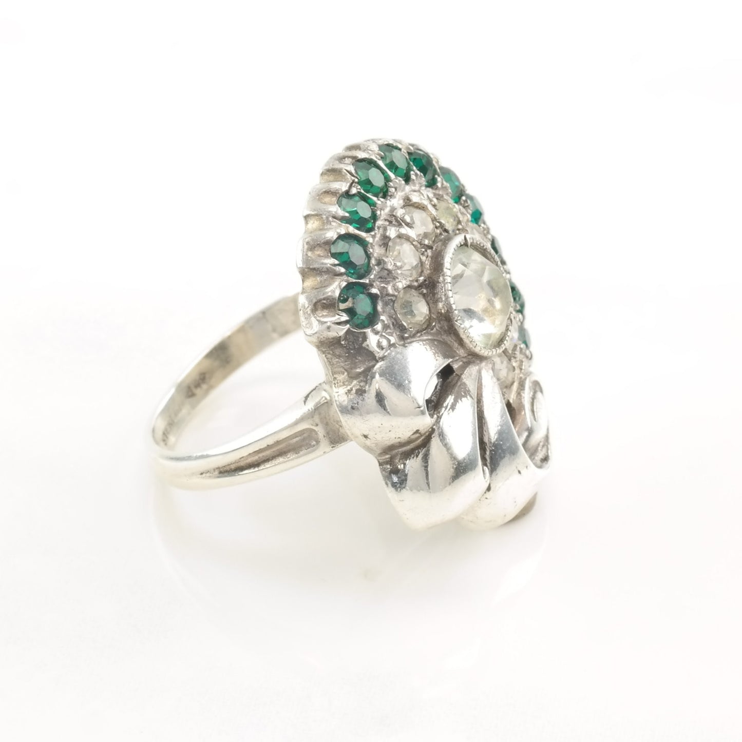 Vintage Art Deco Silver Ring Paste Size 5 1/2