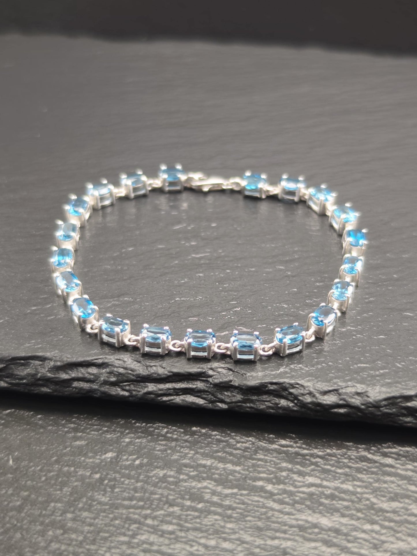 Vintage London Topaz Line Bracelet Sterling Silver