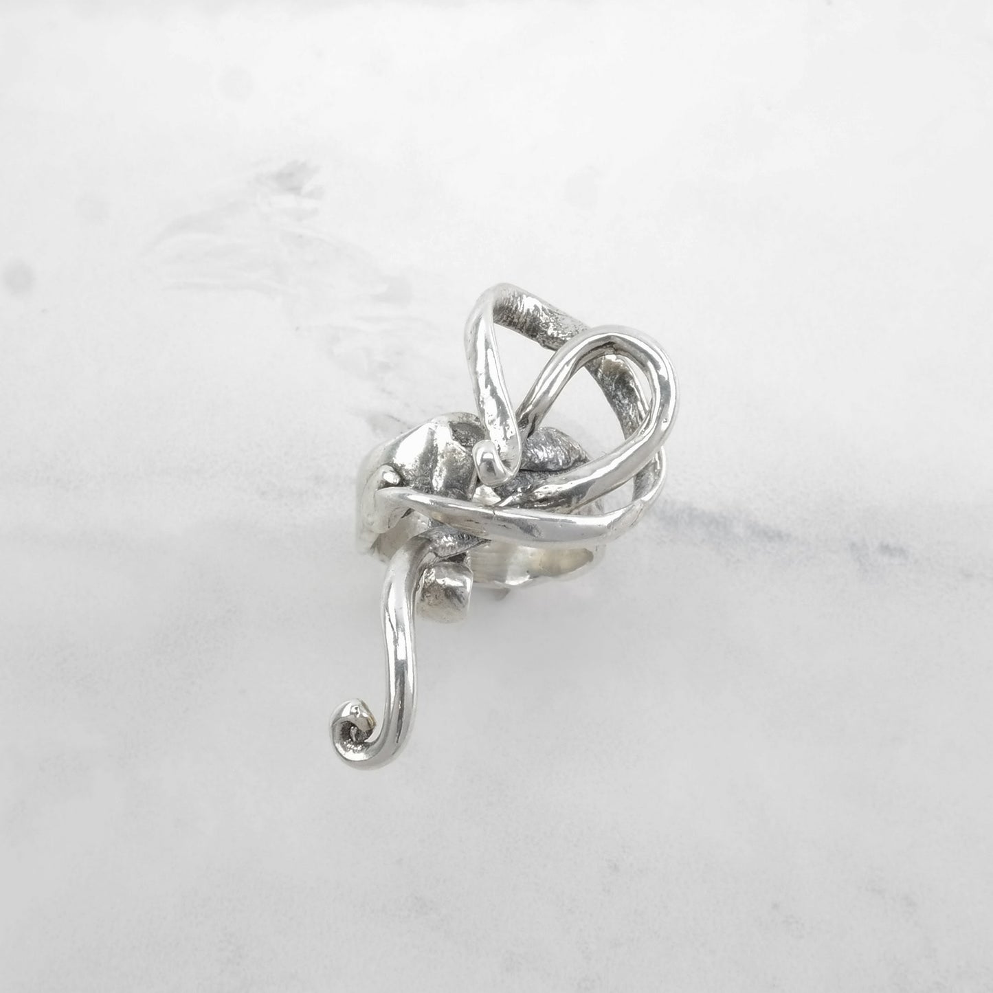 Vintage Modernist Sterling Silver Ring, Abstract Size 4 1/4