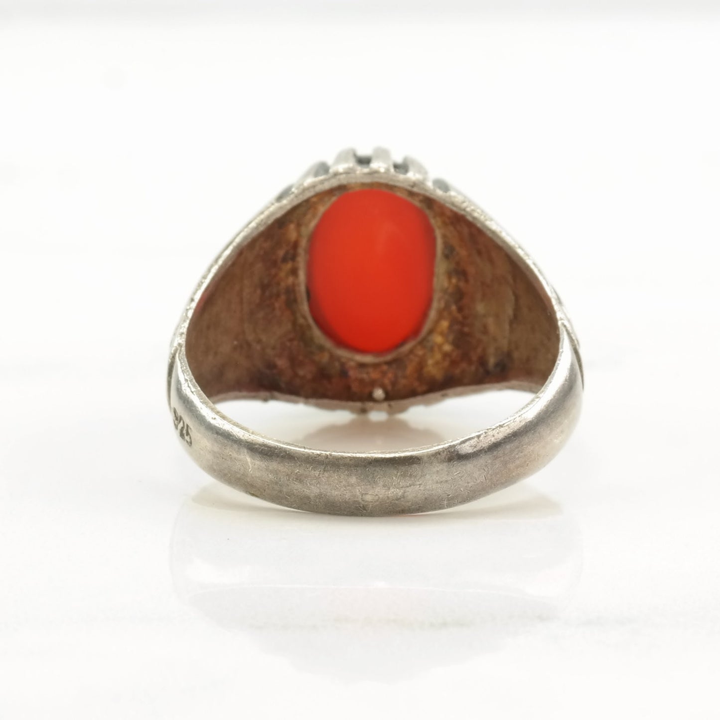 Vintage Sterling Silver Ring Carnelian Size 12 1/4