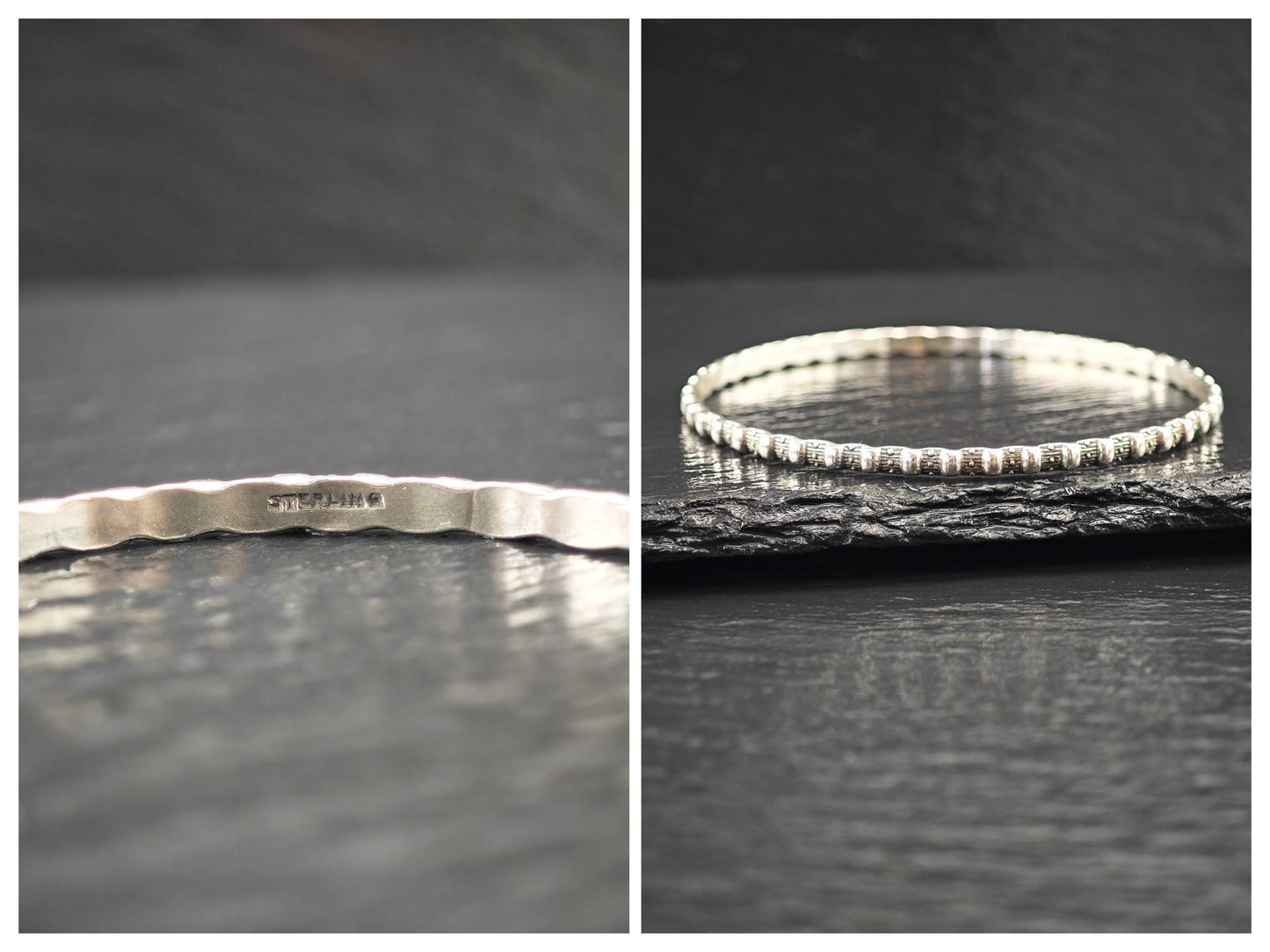 Choice of Stackable Repousse, Bangle Bracelet Sterling Silver
