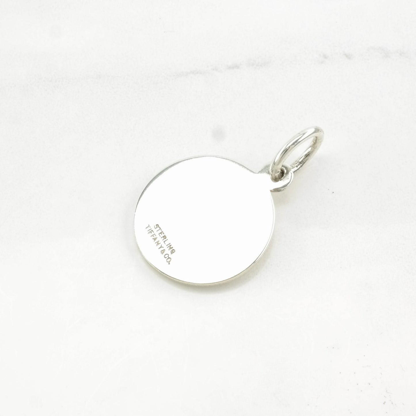 Choice Vintage Tiffany & Co Circle Tag Blank Sterling Silver Pendant