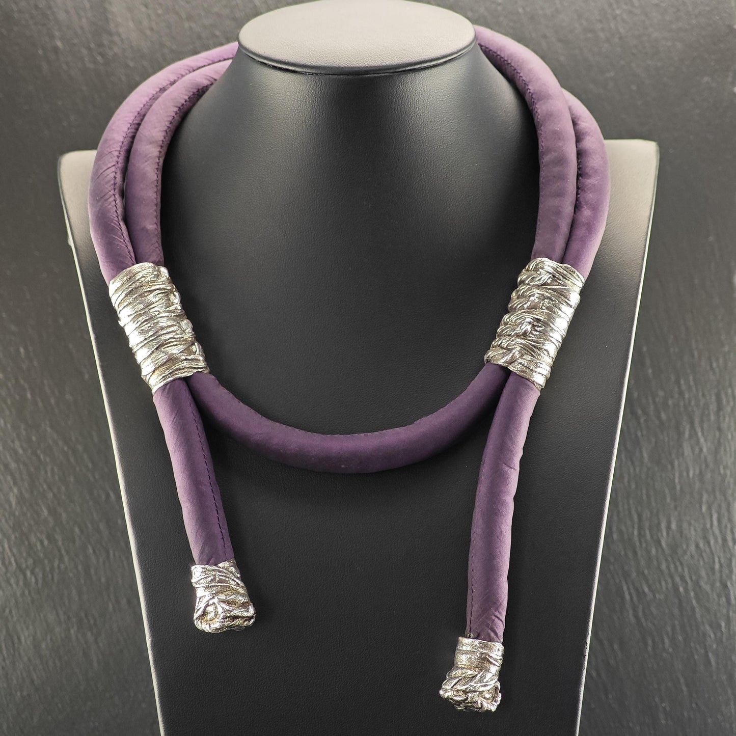 Vintage Mignon Faget Purple Triple Knot Lariat Necklace Sterling Silver