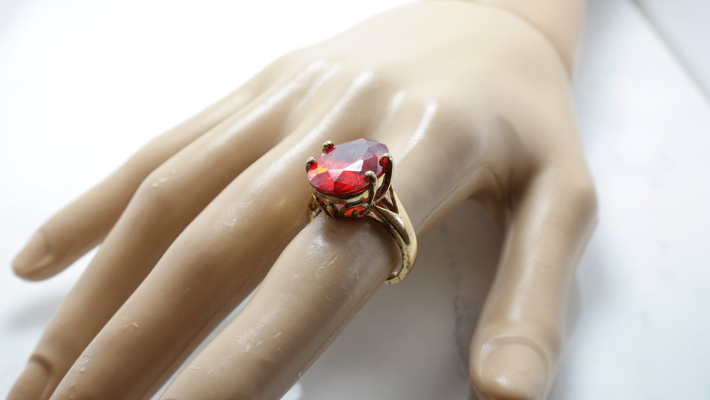 Vintage Sterling Silver Ring CZ Gold Plated Size 7