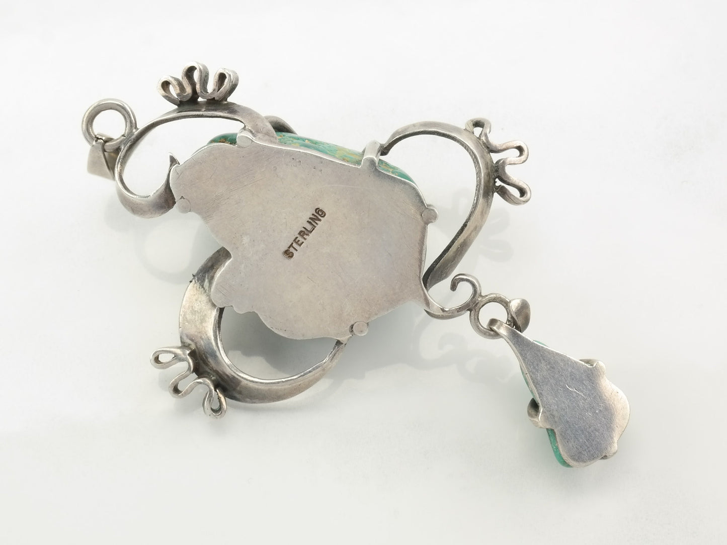 Vintage Turquoise Abstract Sterling Silver Pendant