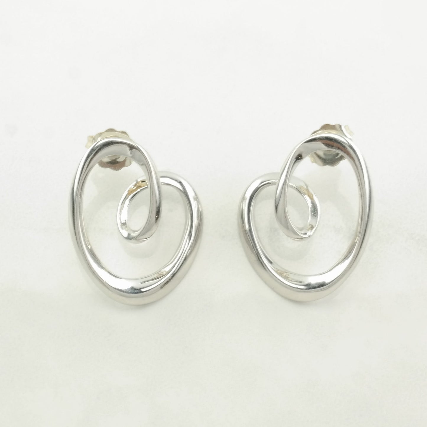 Elle Sterling Silver Abstract Heart Ruby Accent Earrings Stud