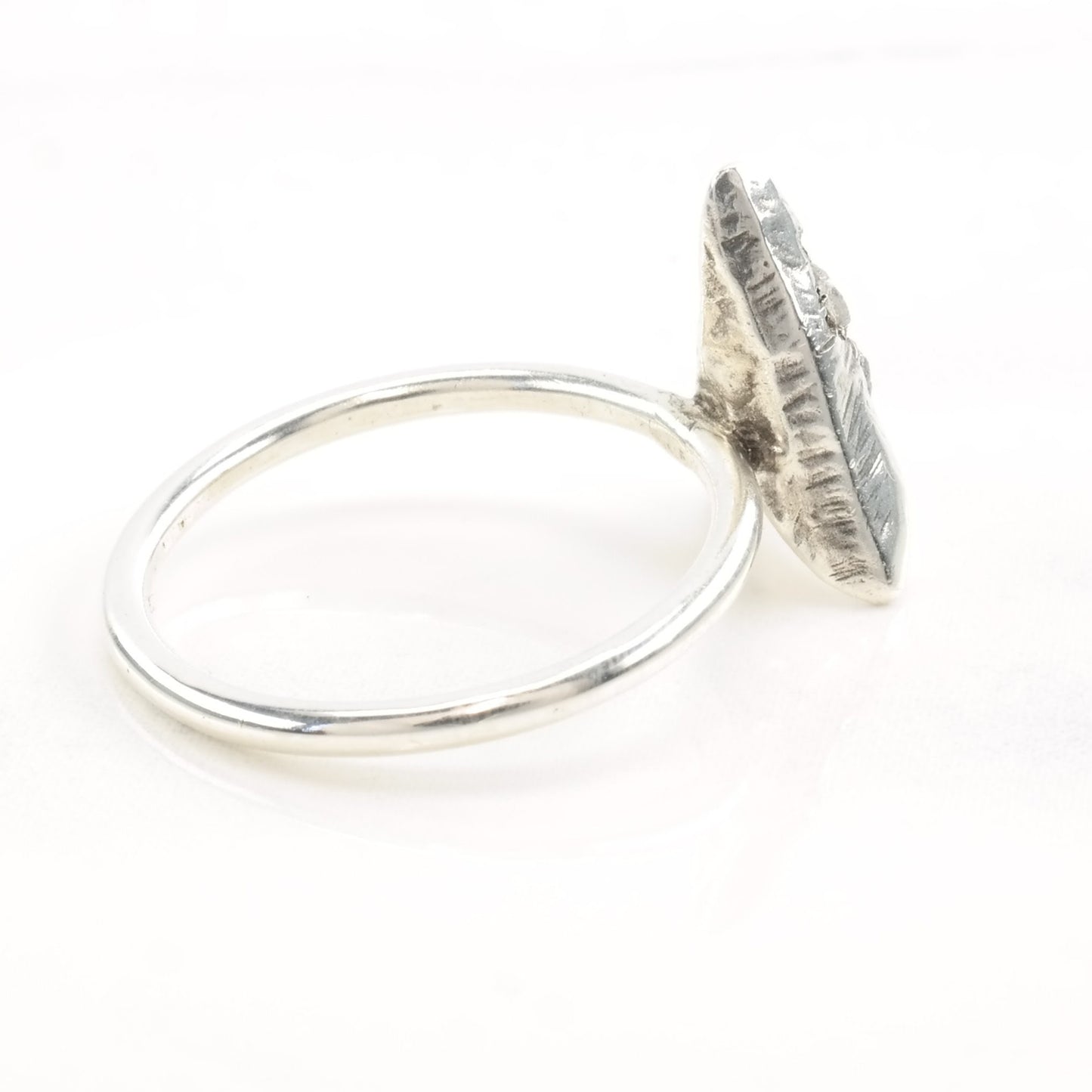 Vintage Silver Ring Raw Uncut Diamonds Arrow Size 8 1/2