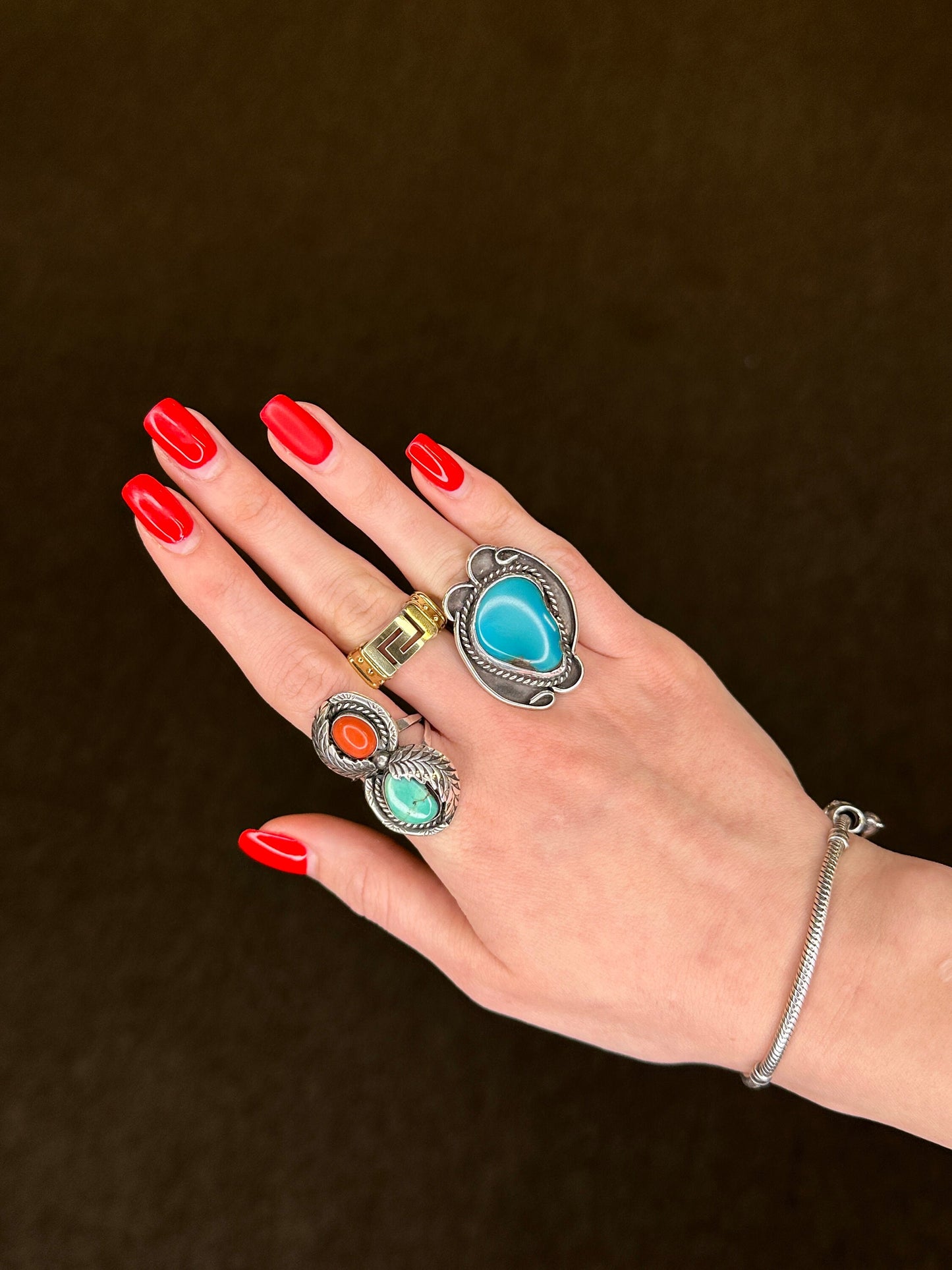 Vintage Native American Silver Ring Turquoise Sterling Size 5 1/4