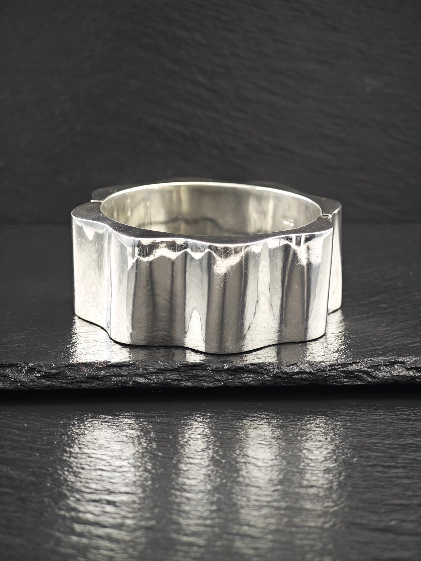 Taxco Mexico, Abstract Cuff Bracelet Sterling Silver
