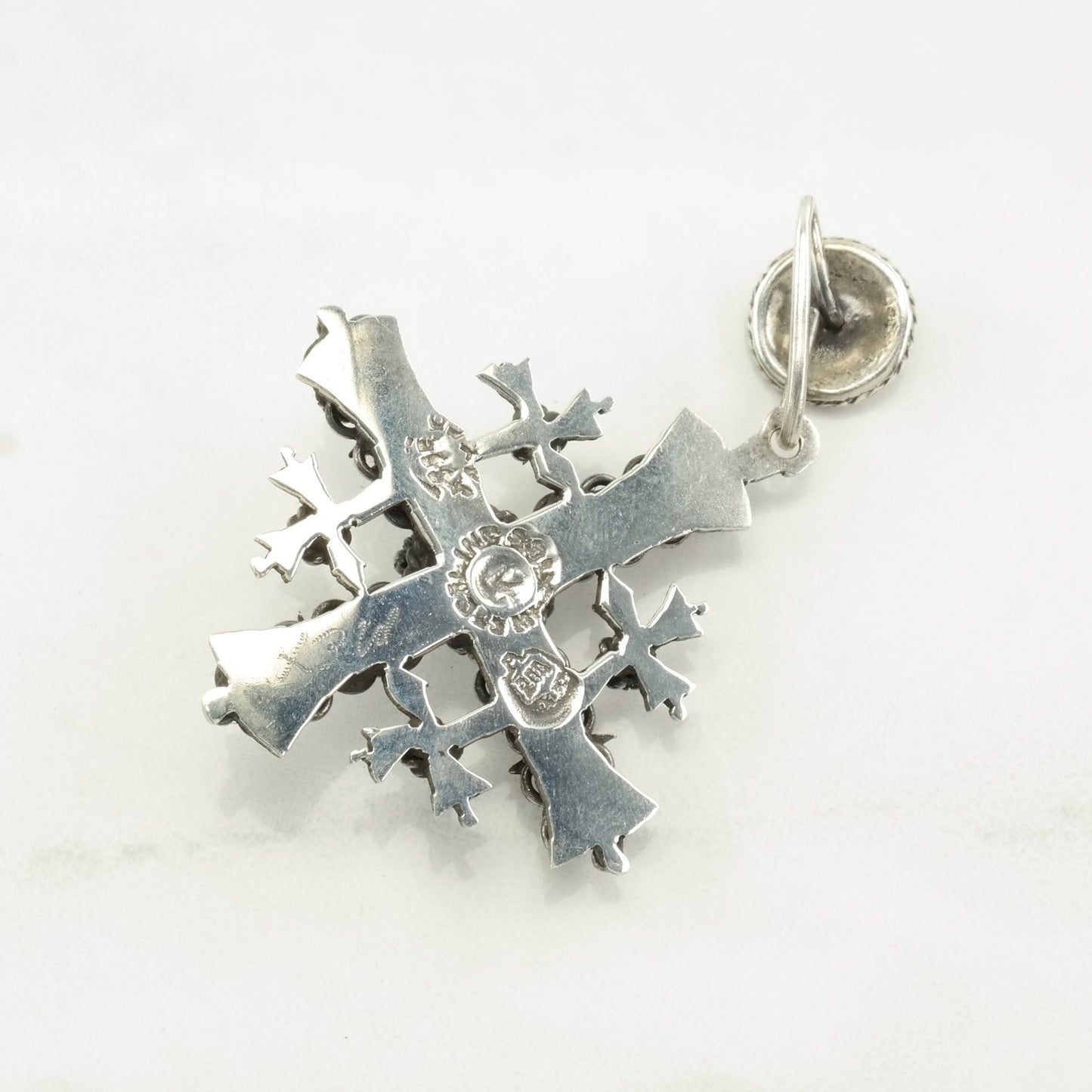 Vintage Jerusalem Cross Cannetille Sterling Silver Pendant