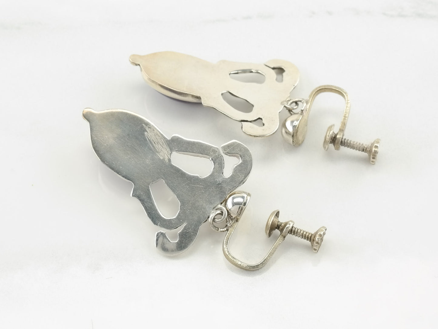 Vintage Sterling Silver Amethyst Earrings Screw Back