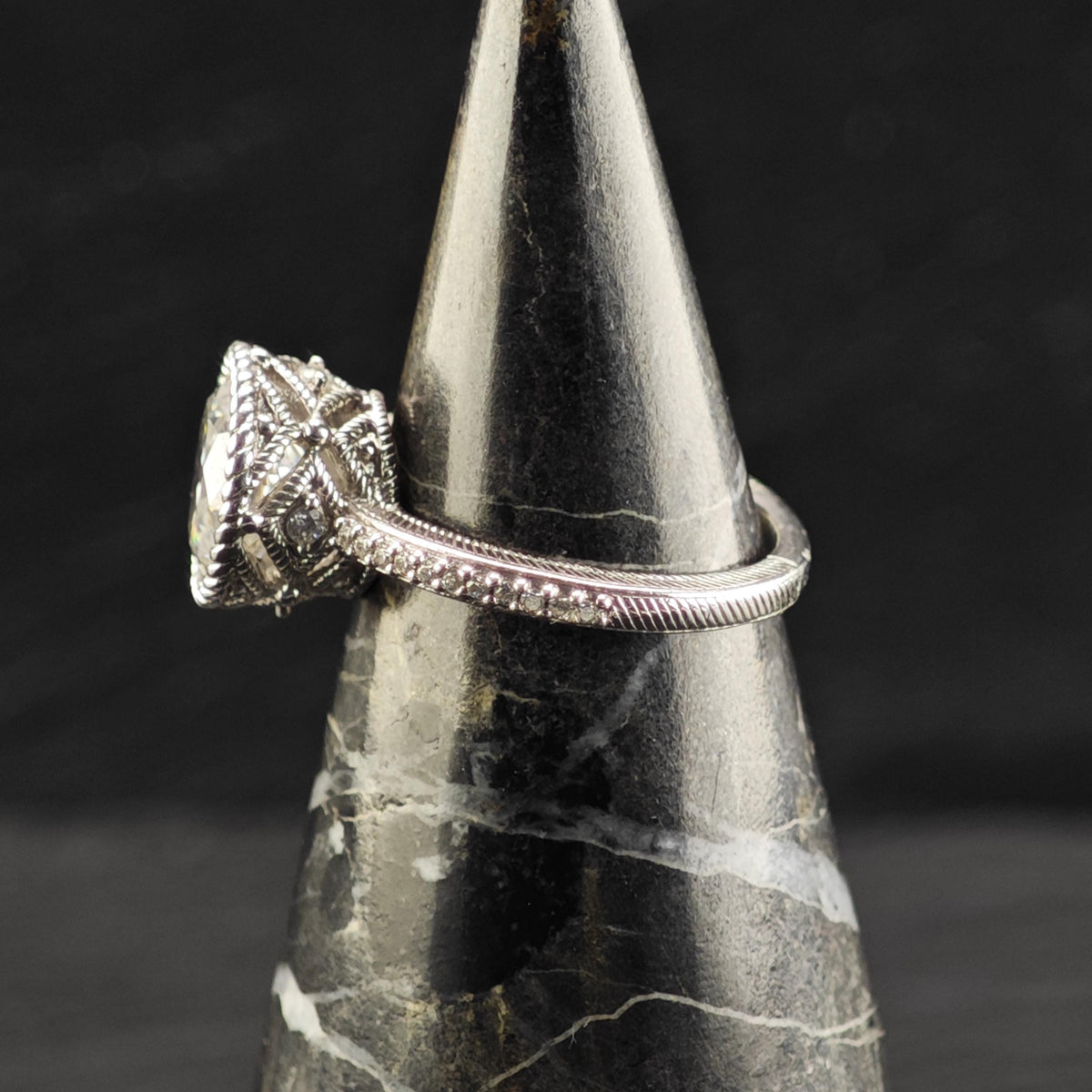 Vintage Judith Ripka DQCZ Sterling Silver Ring Sz 5 R6833