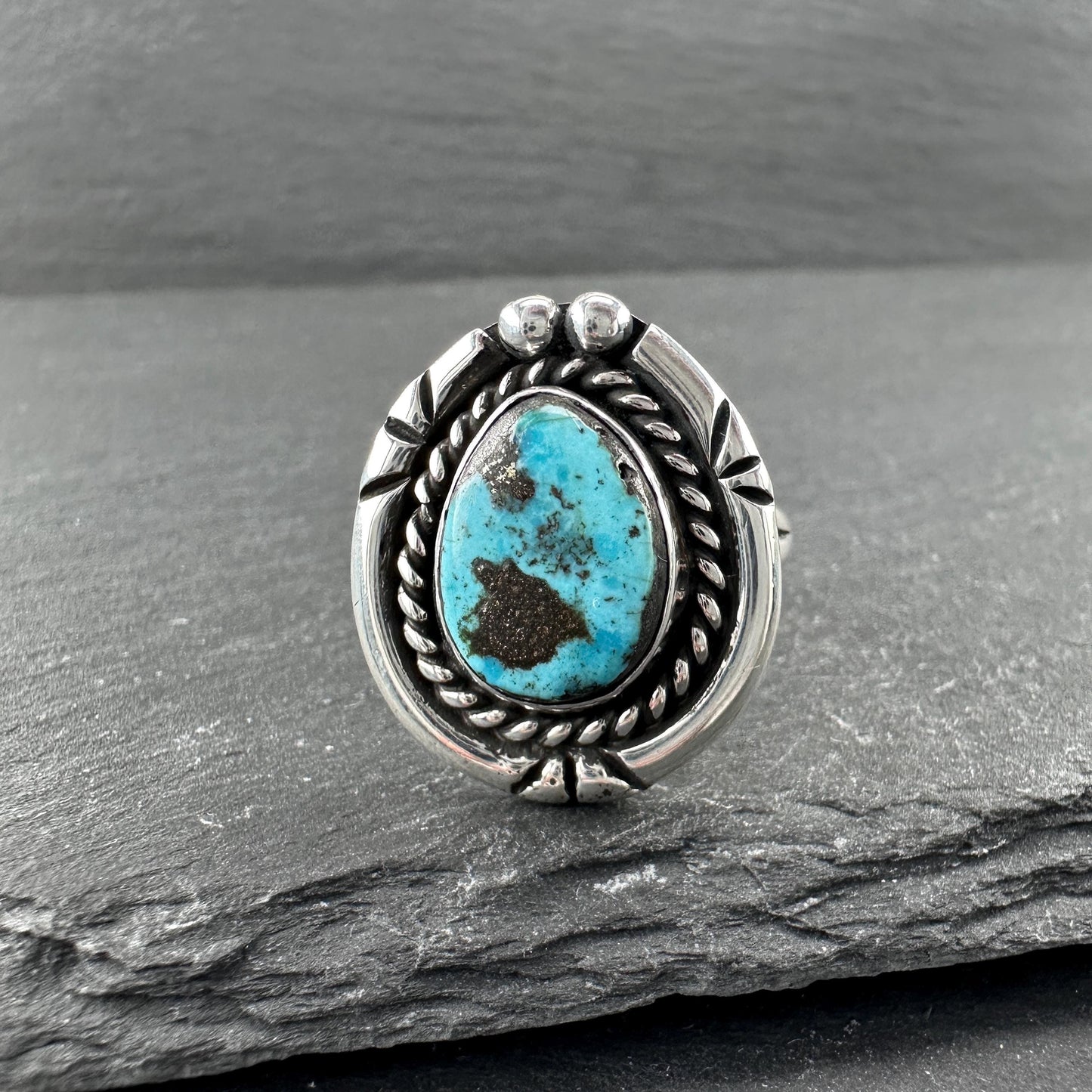 Vintage Native American Turquoise Ring Sterling Silver