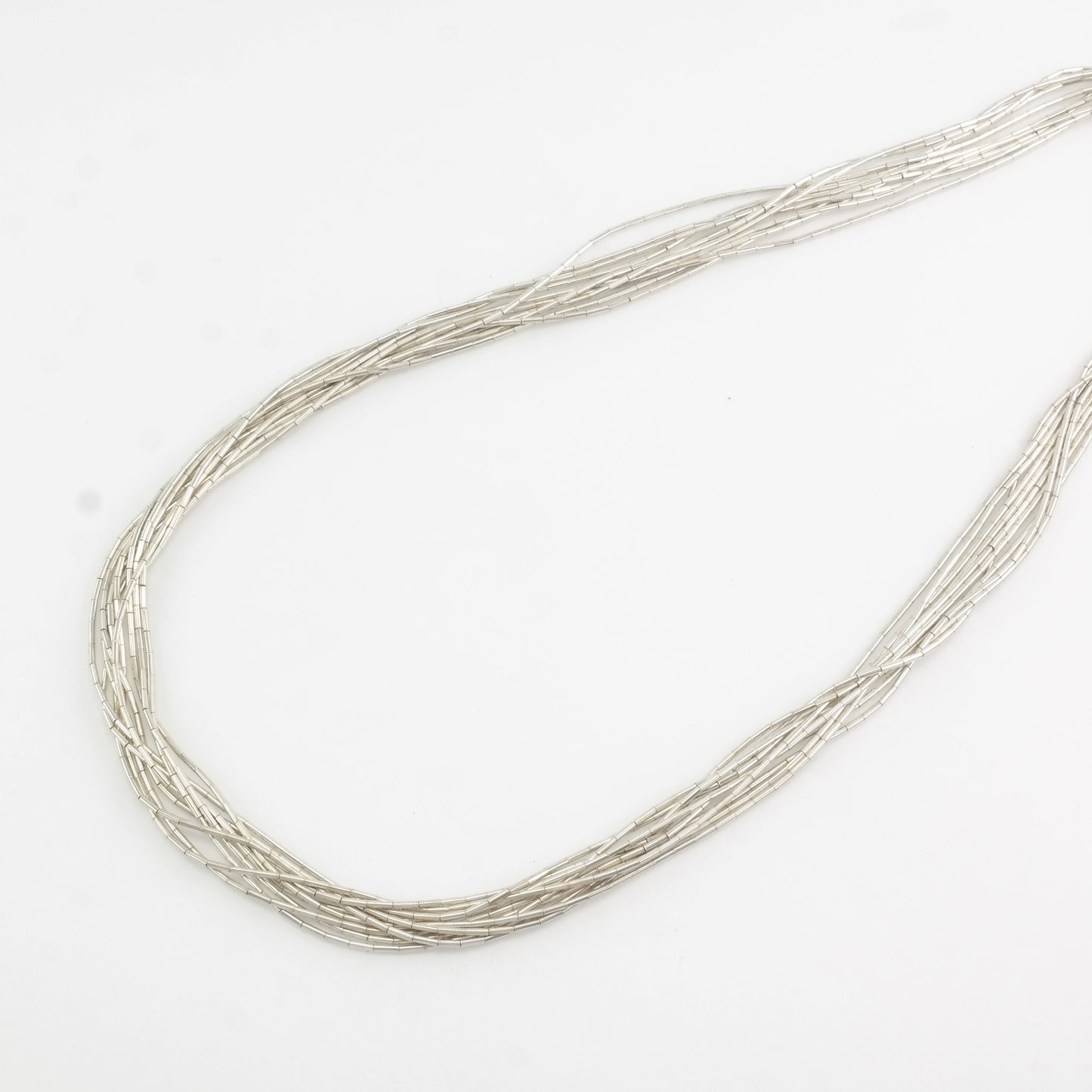 10 Strand Liquid Silver Necklace Vintage Southwest Sterling Silver
