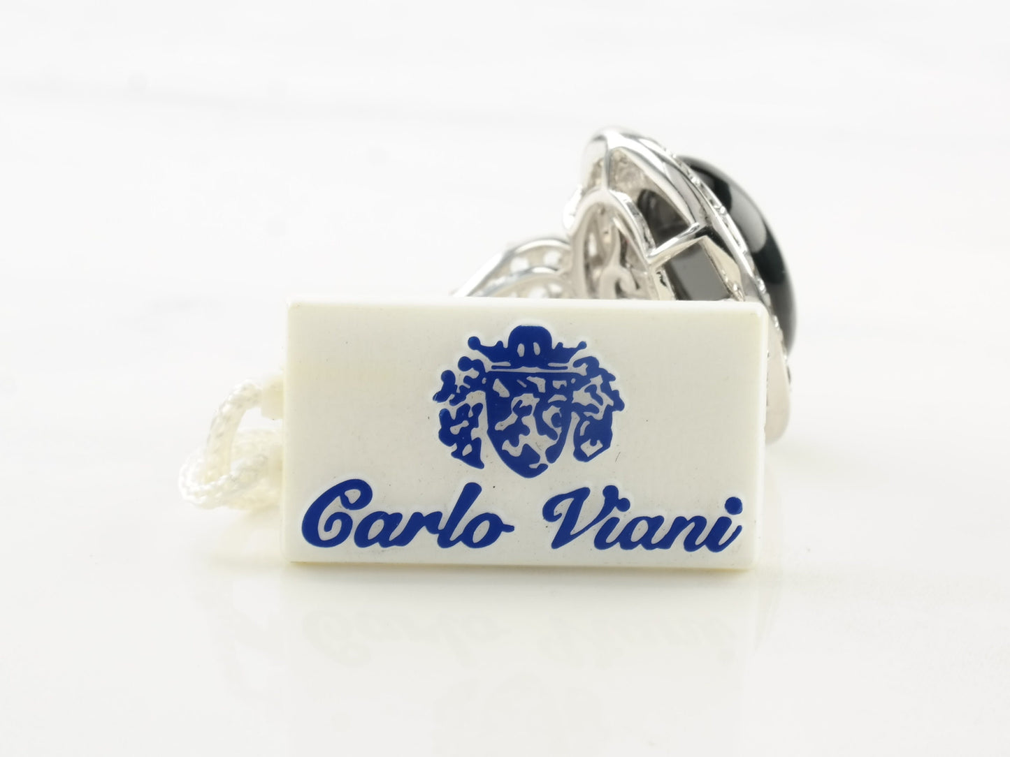 Carlo Viani Ring Black Onyx Spinel Sterling Silver Sz7 R3542