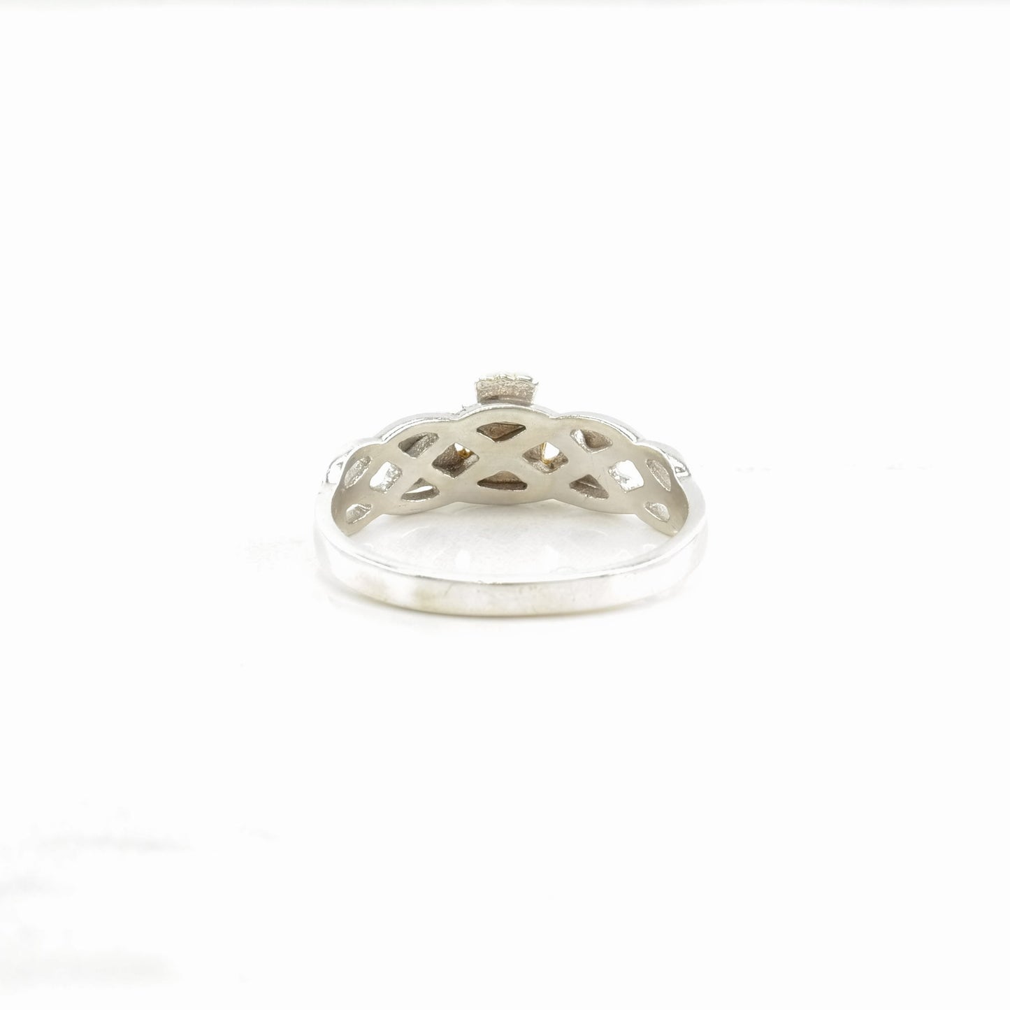 Vintage Sterling Silver Ring Claddagh Woven Band Size 6 1/2