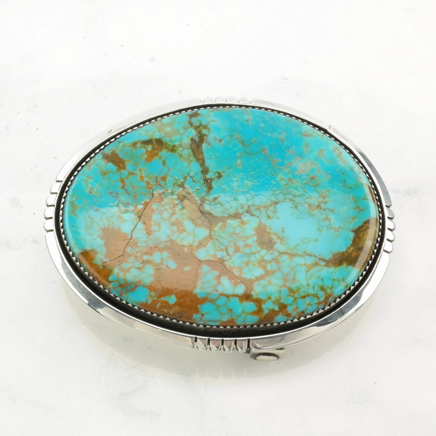 Native American Turquoise Sterling Silver Belt Buckle