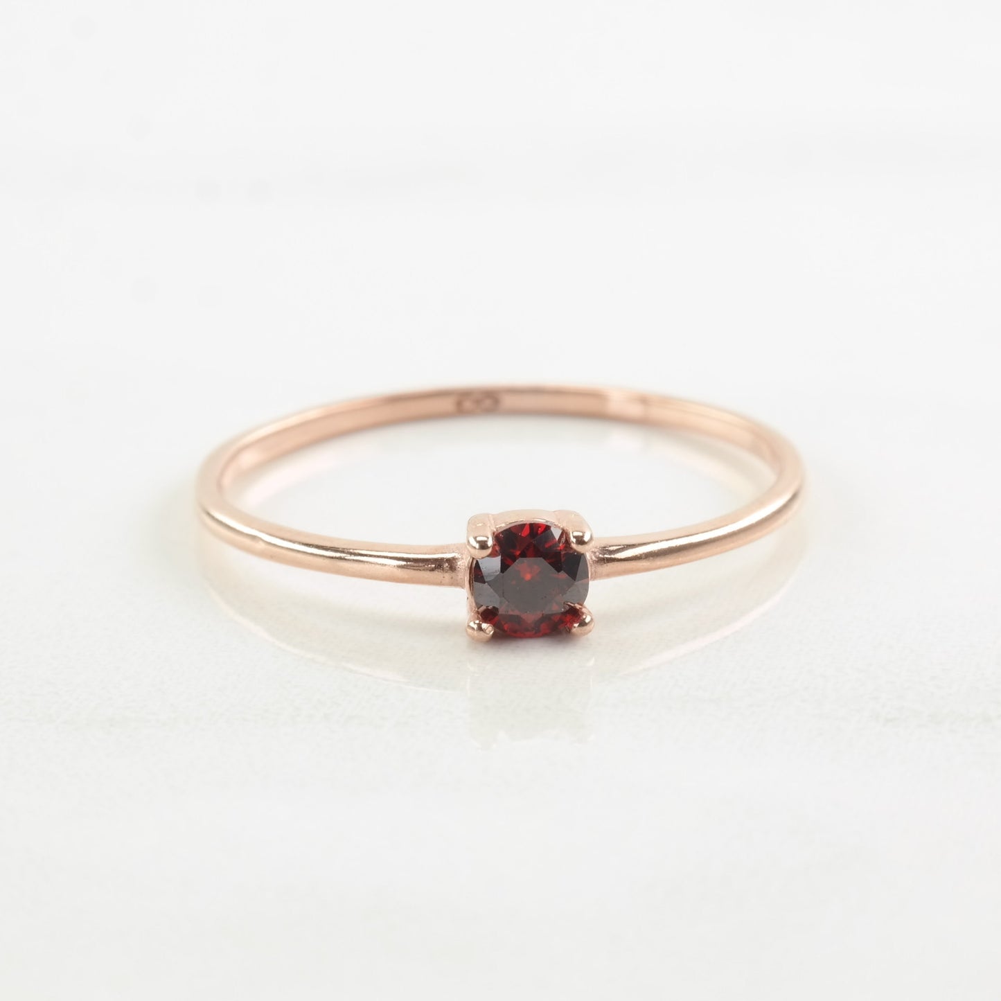 Vintage Minimalist Silver Ring CZ Round Sterling Red Blue Rose Gold Plated Size 6-8