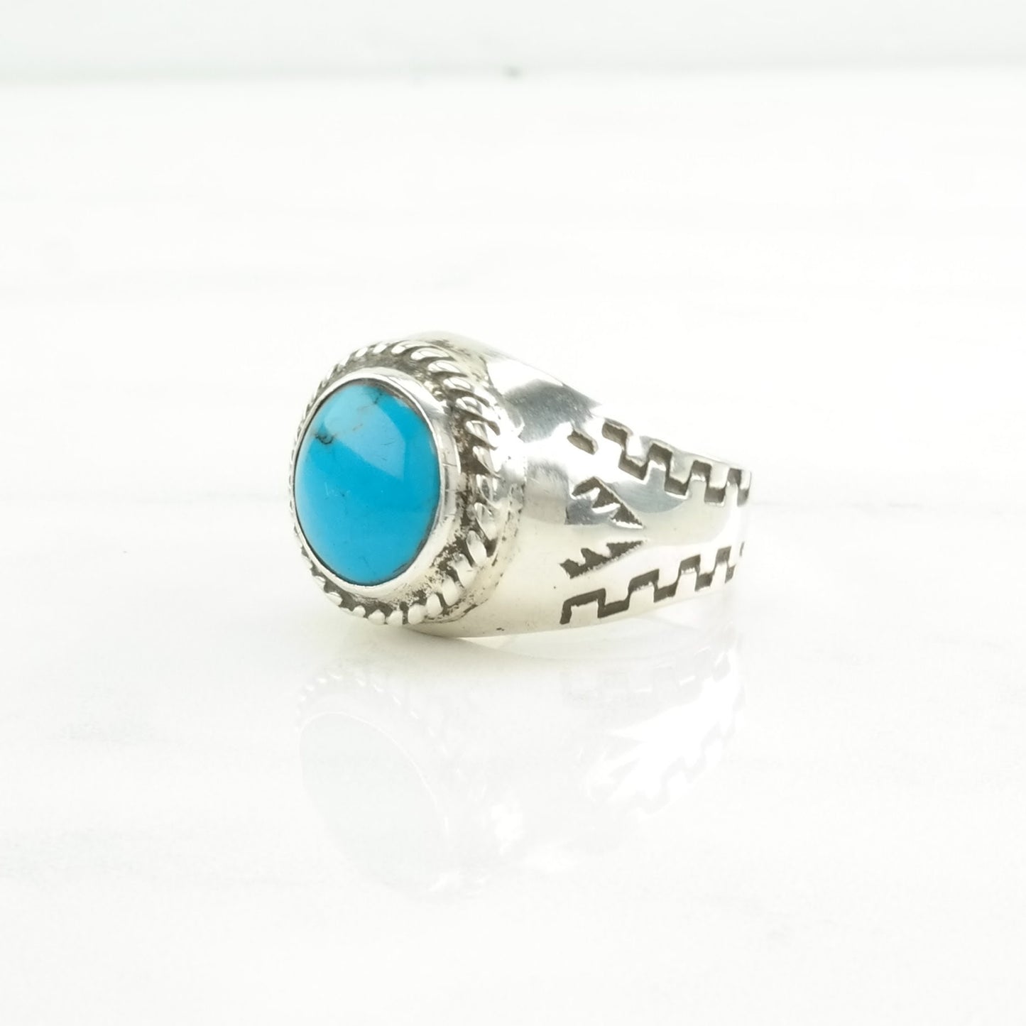 Vintage Sterling Silver Ring Turquoise Overlay Blue Size 9 1/2