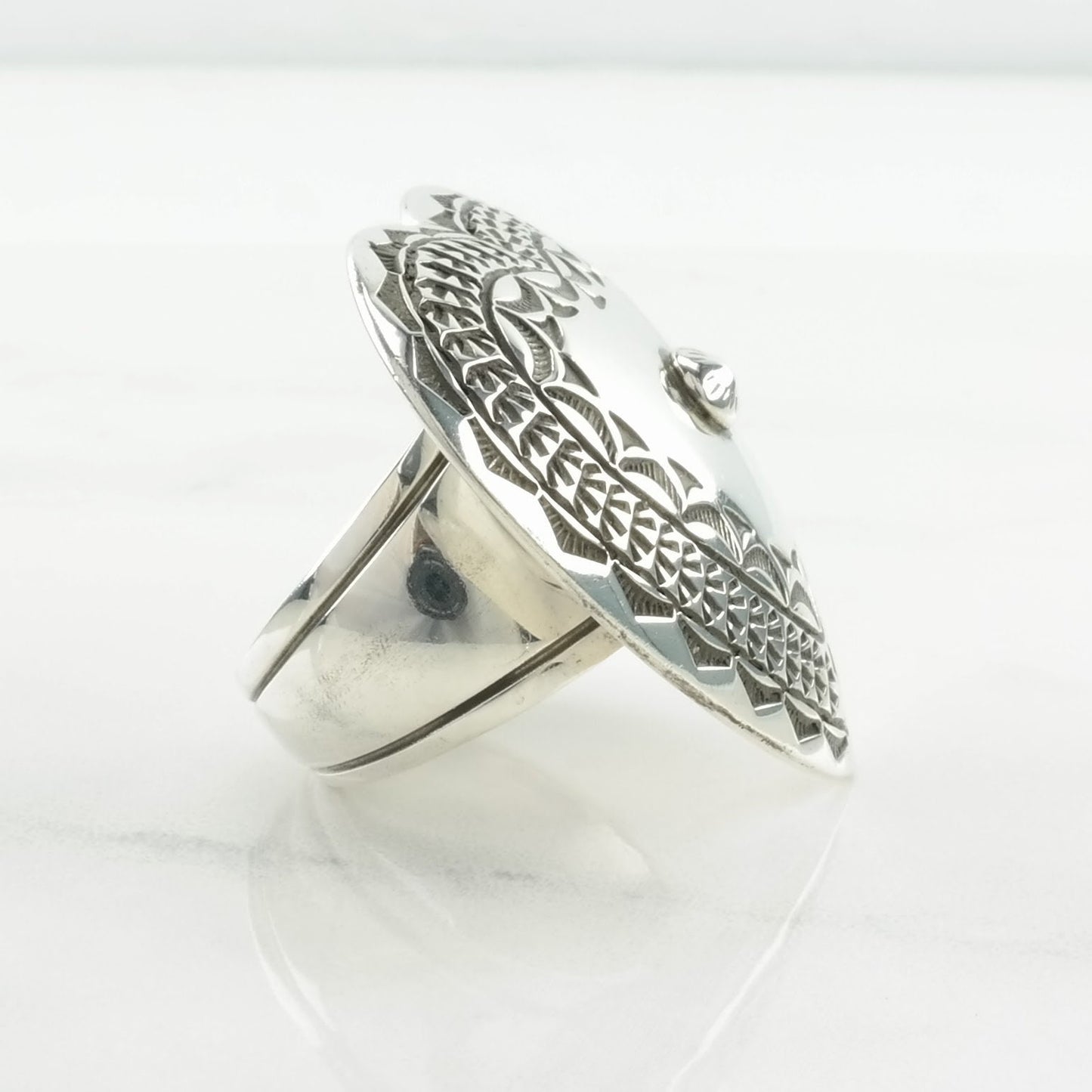 Vintage Native American Silver Ring Heart Large, Stamped, Shield Sterling Size 9
