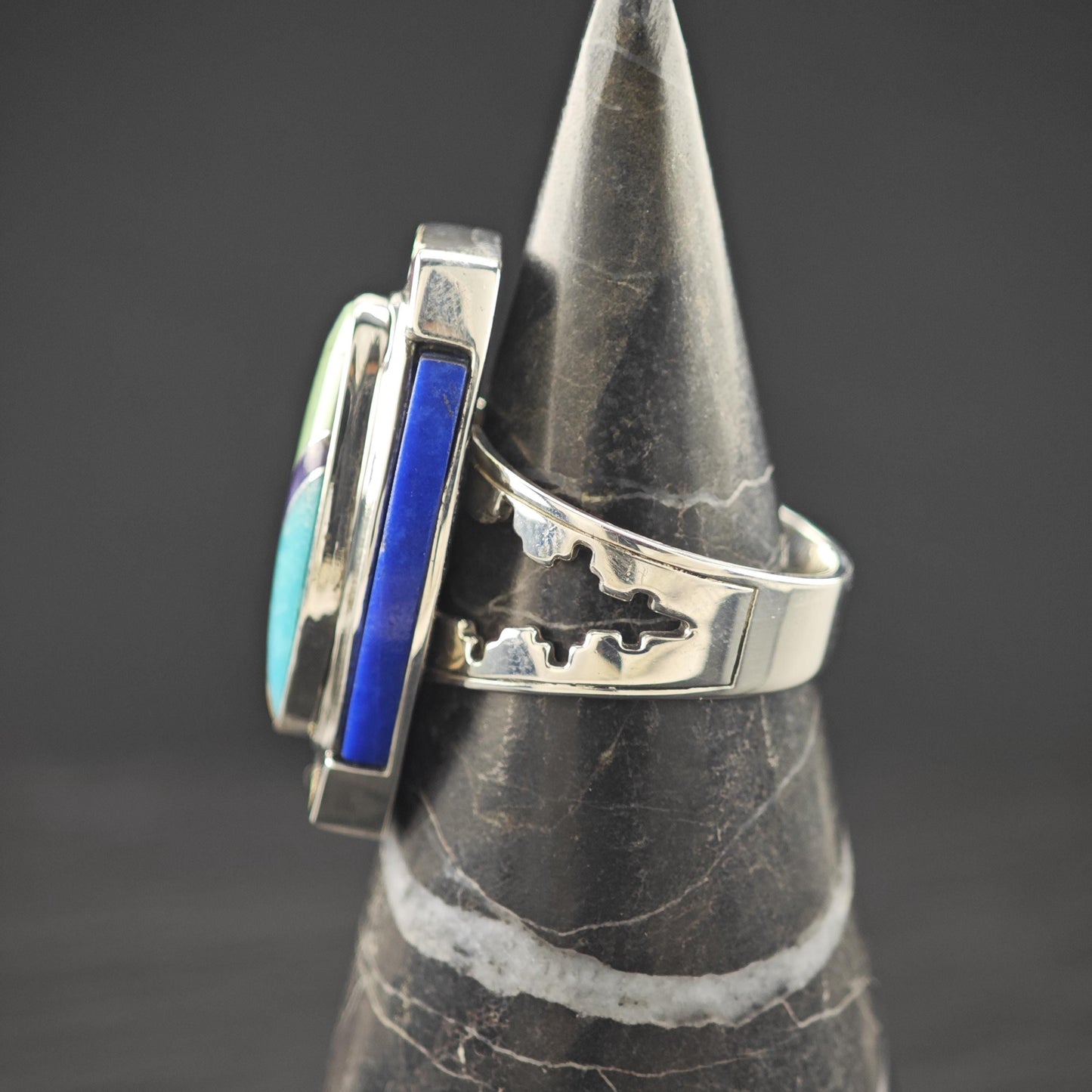 Carolyn Pollack Inlay, 14K Gold Accent Ring Sterling Silver Sz 7