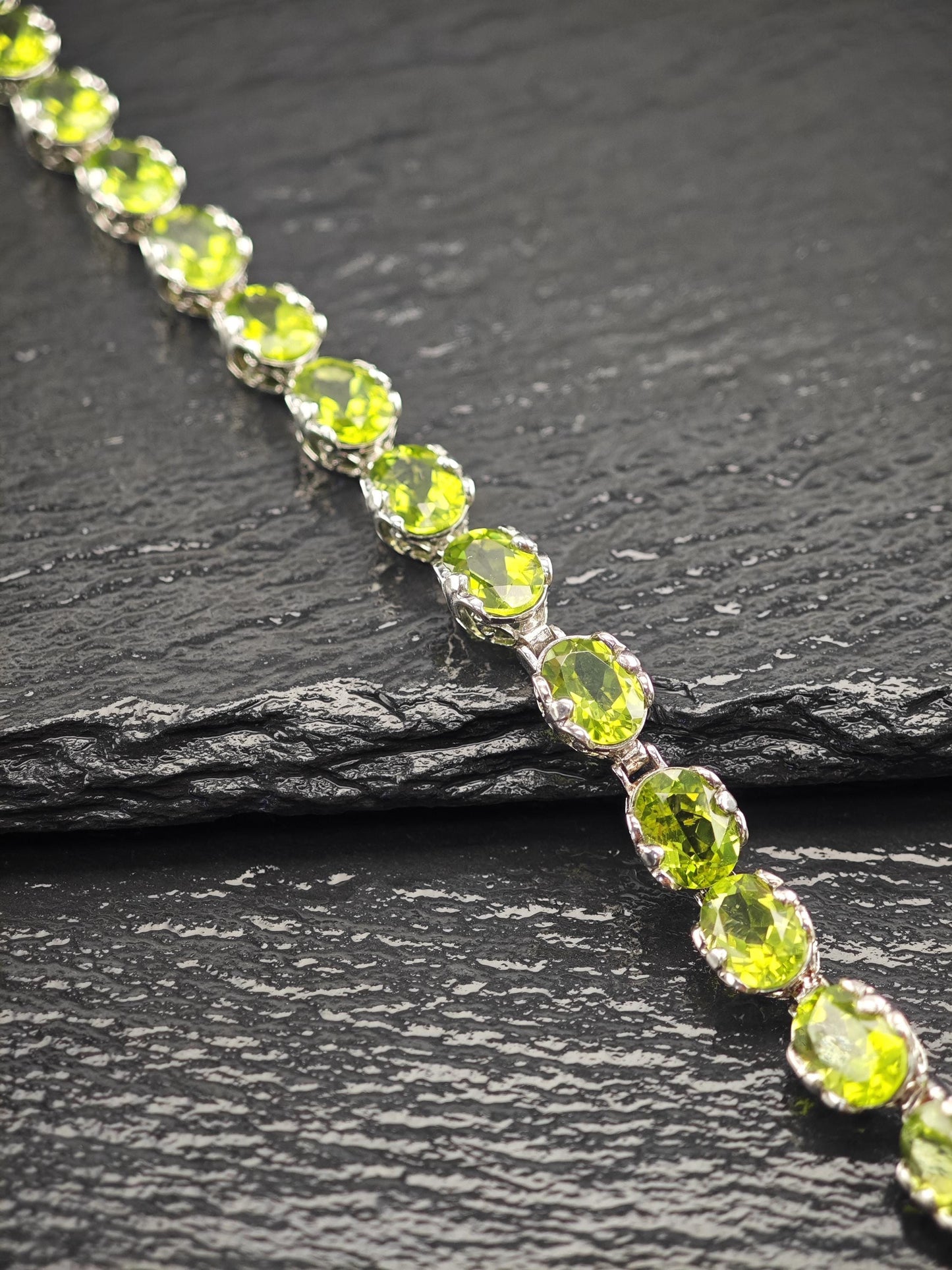 Vintage Natural Peridot Bracelet Sterling Silver