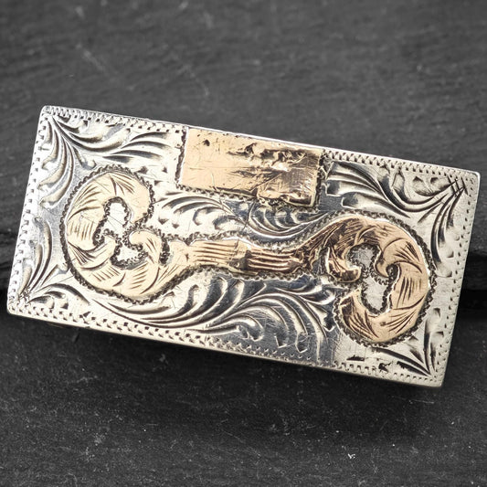 Vintage Mexico Western Sterling Silver Belt Buckle